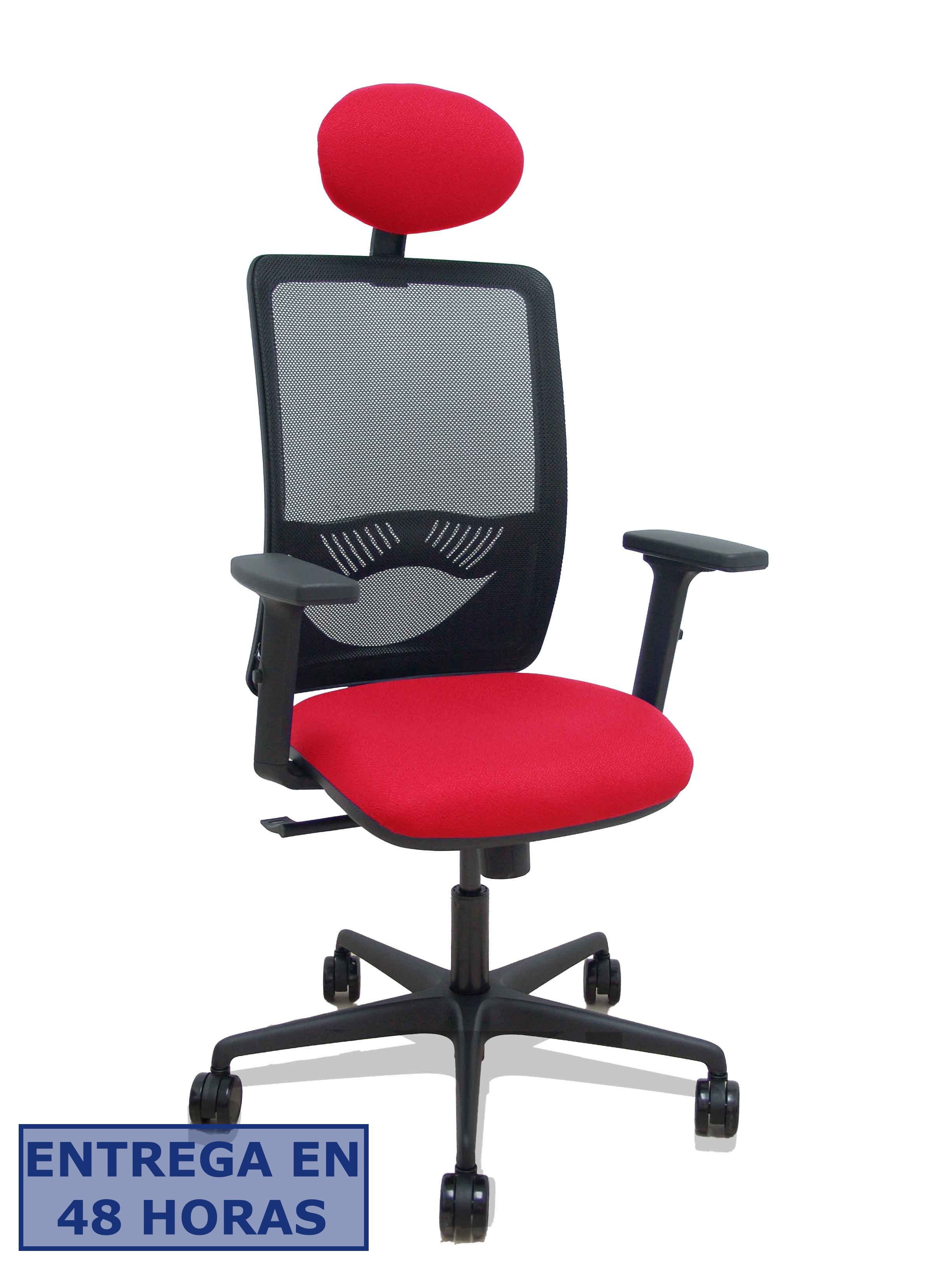 Piqueras Y Crespo Silla Zulema sincro malla negra asiento bali rojo brazos 2D ruedas 65mm cabecero