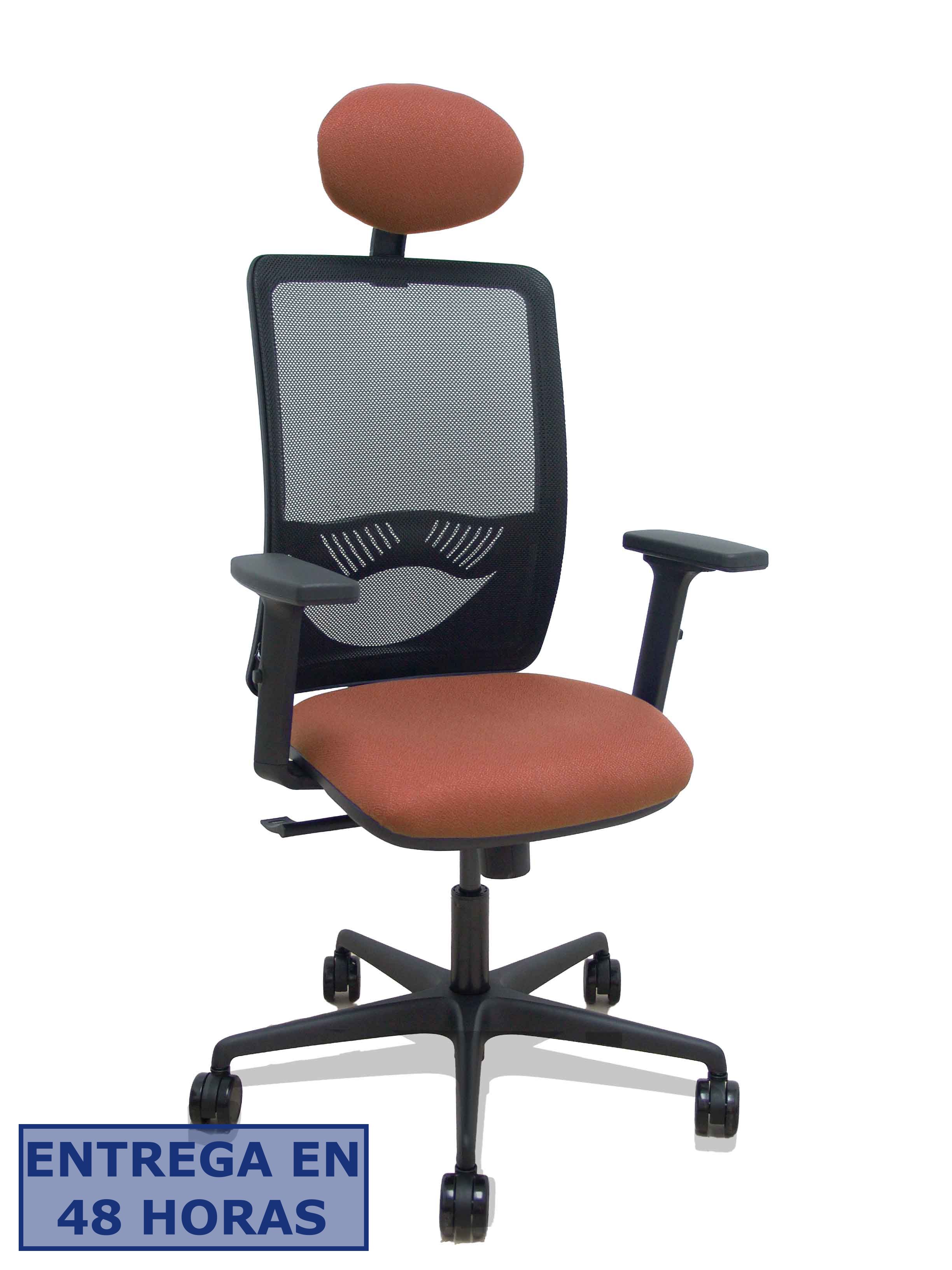 Piqueras Y Crespo Silla Zulema sincro malla negra asiento bali marron brazos 2D ruedas 65mm cabecero