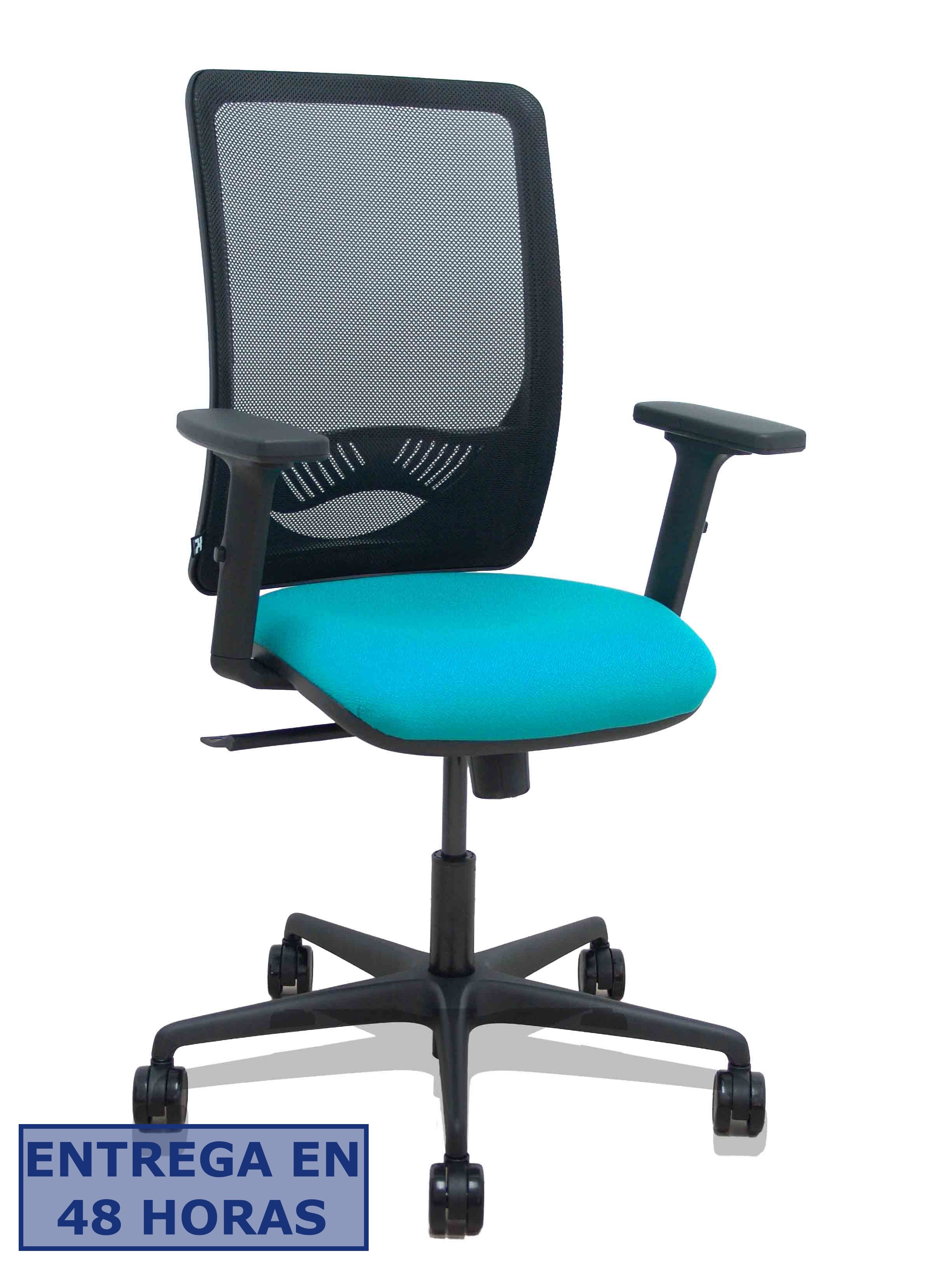 Piqueras Y Crespo Silla Zulema sincro malla negra asiento bali turquesa brazos 2D ruedas 65mm