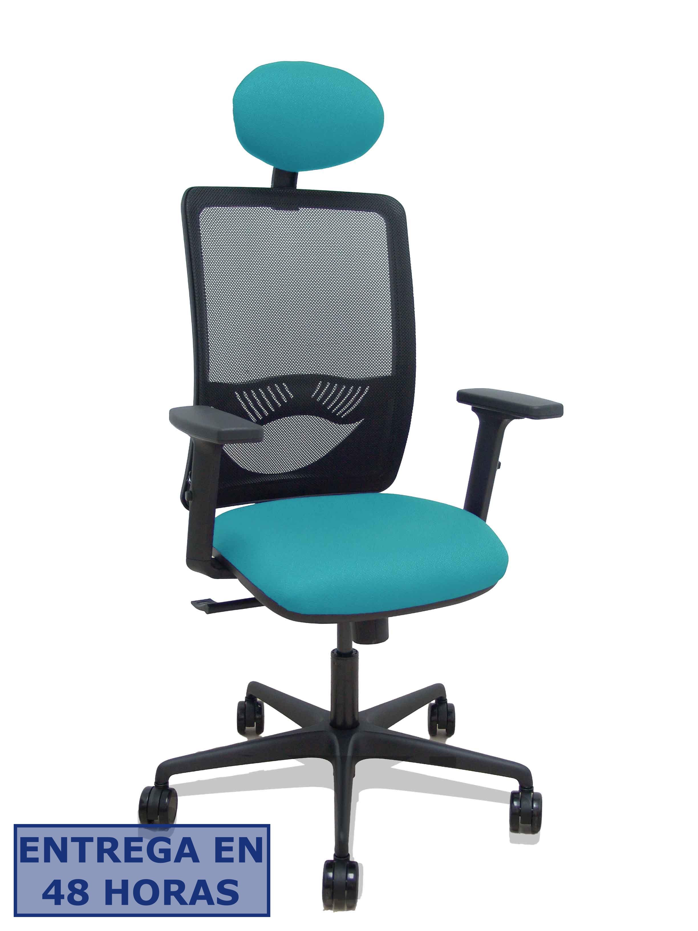 Piqueras Y Crespo Silla Zulema sincro malla negra asiento bali turquesa brazos 2D ruedas 65mm cabecero