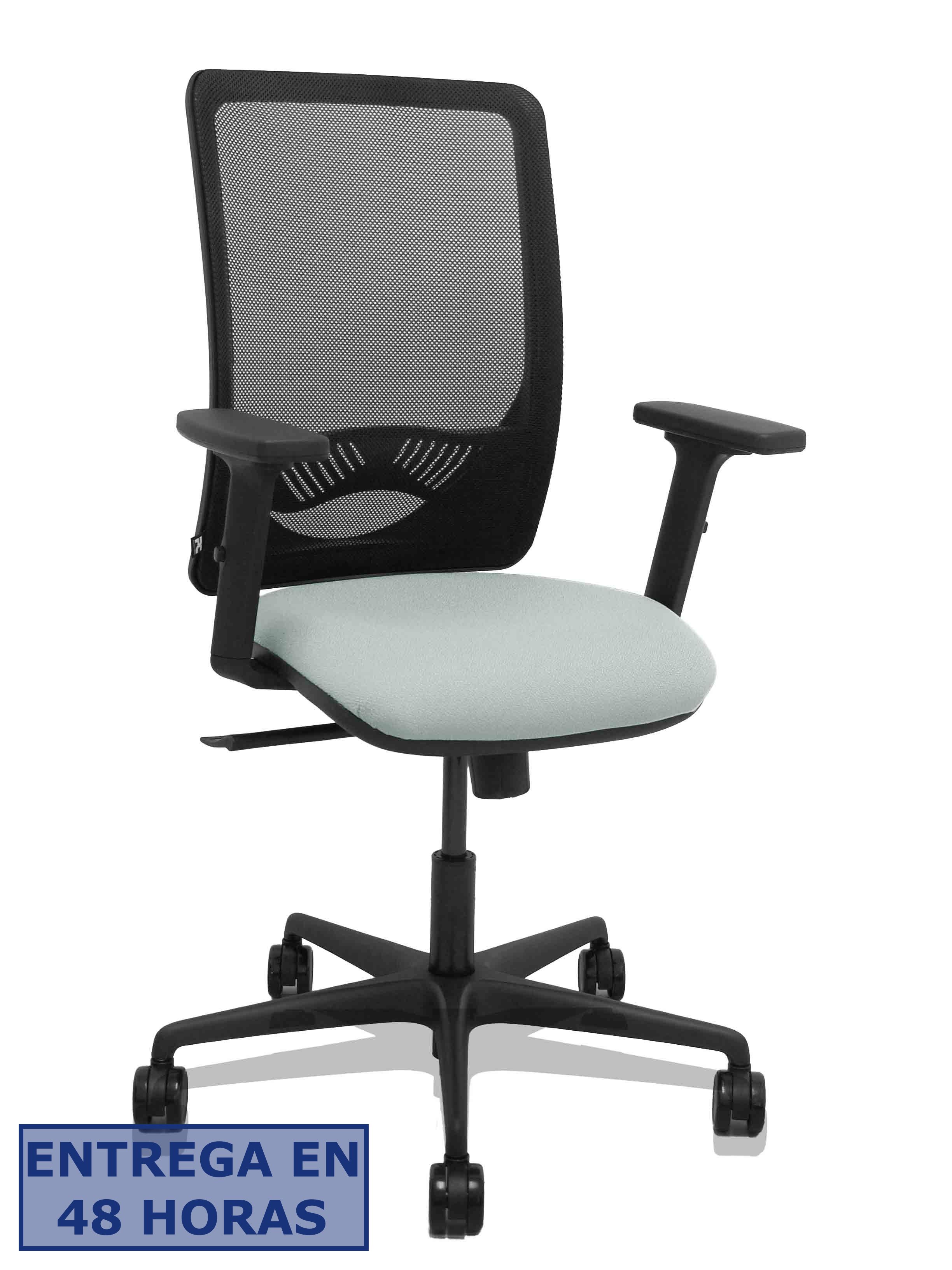 Piqueras Y Crespo Silla Zulema sincro malla negra asiento bali gris claro brazos 2D ruedas 65mm