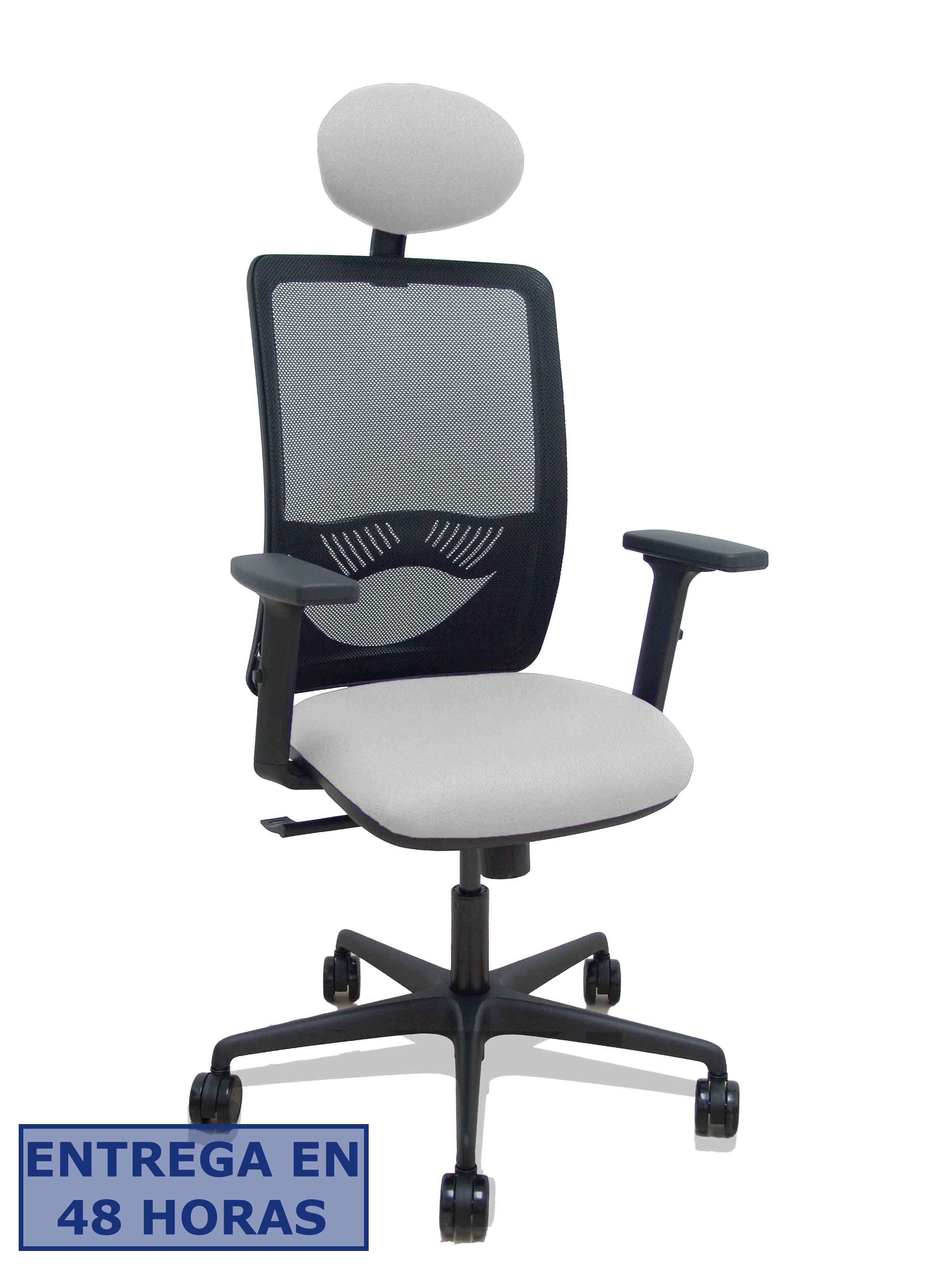 Piqueras Y Crespo Silla Zulema sincro malla negra asiento bali gris claro brazos 2D ruedas 65mm…