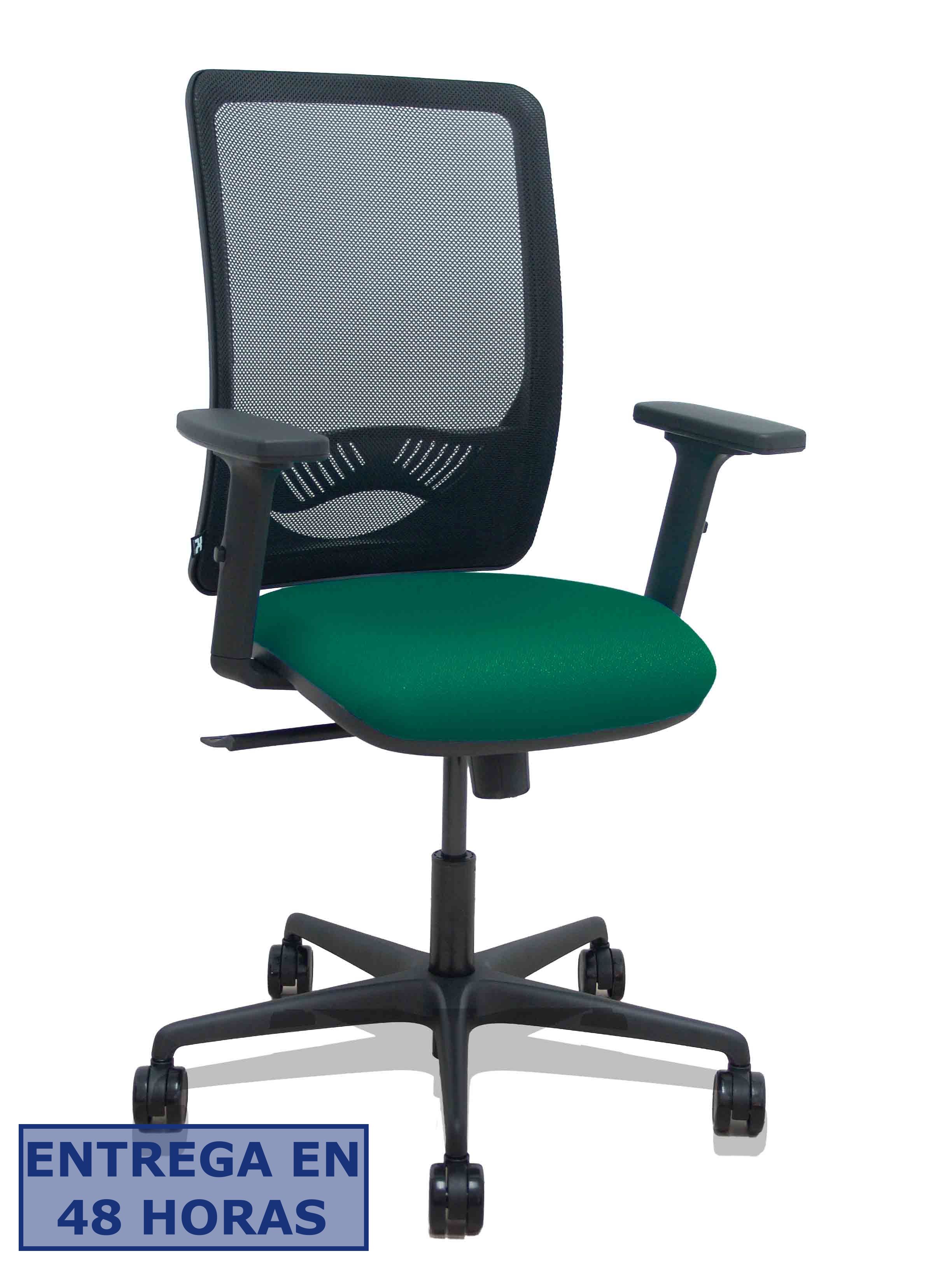 Piqueras Y Crespo Silla Zulema sincro malla negra asiento bali verde botella brazos 2D ruedas 65mm
