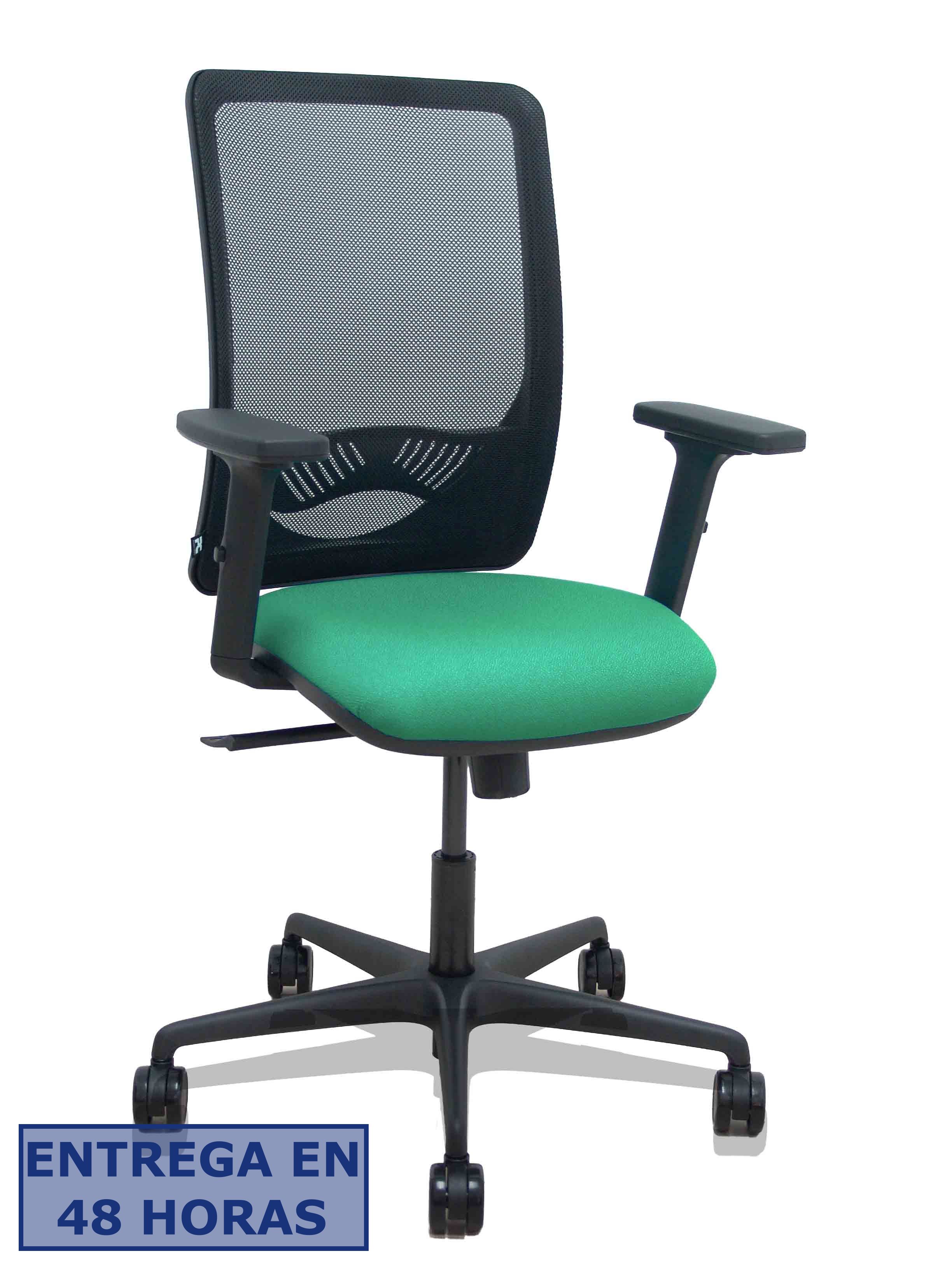 Piqueras Y Crespo Silla Zulema sincro malla negra asiento bali verde esmeralda brazos 2D ruedas 65mm