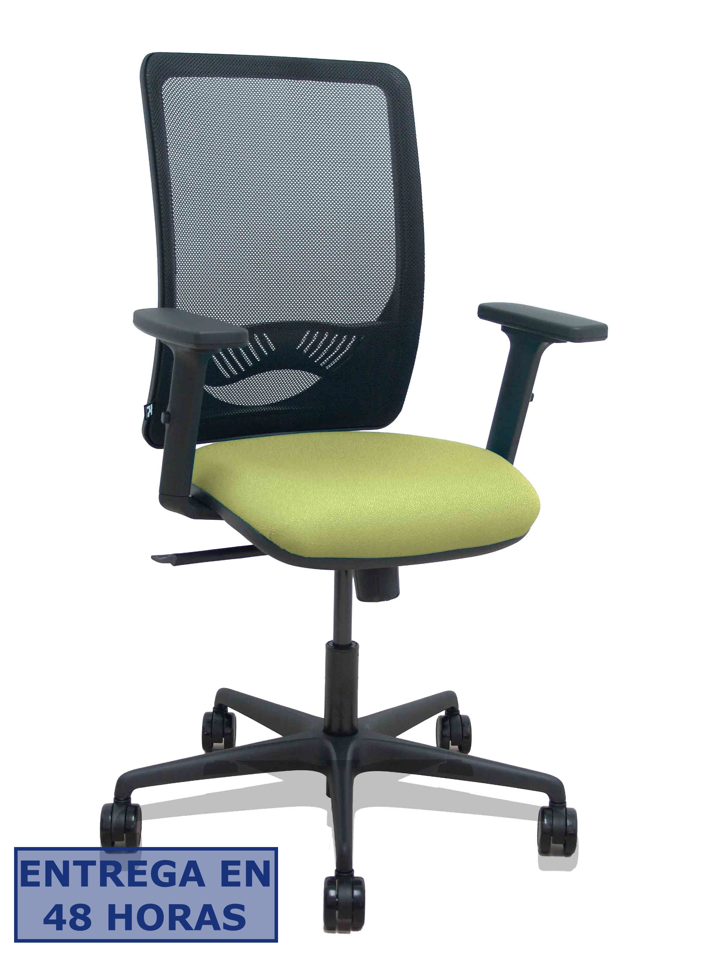 Piqueras Y Crespo Silla Zulema sincro malla negra asiento bali verde oliva brazos 2D ruedas 65mm