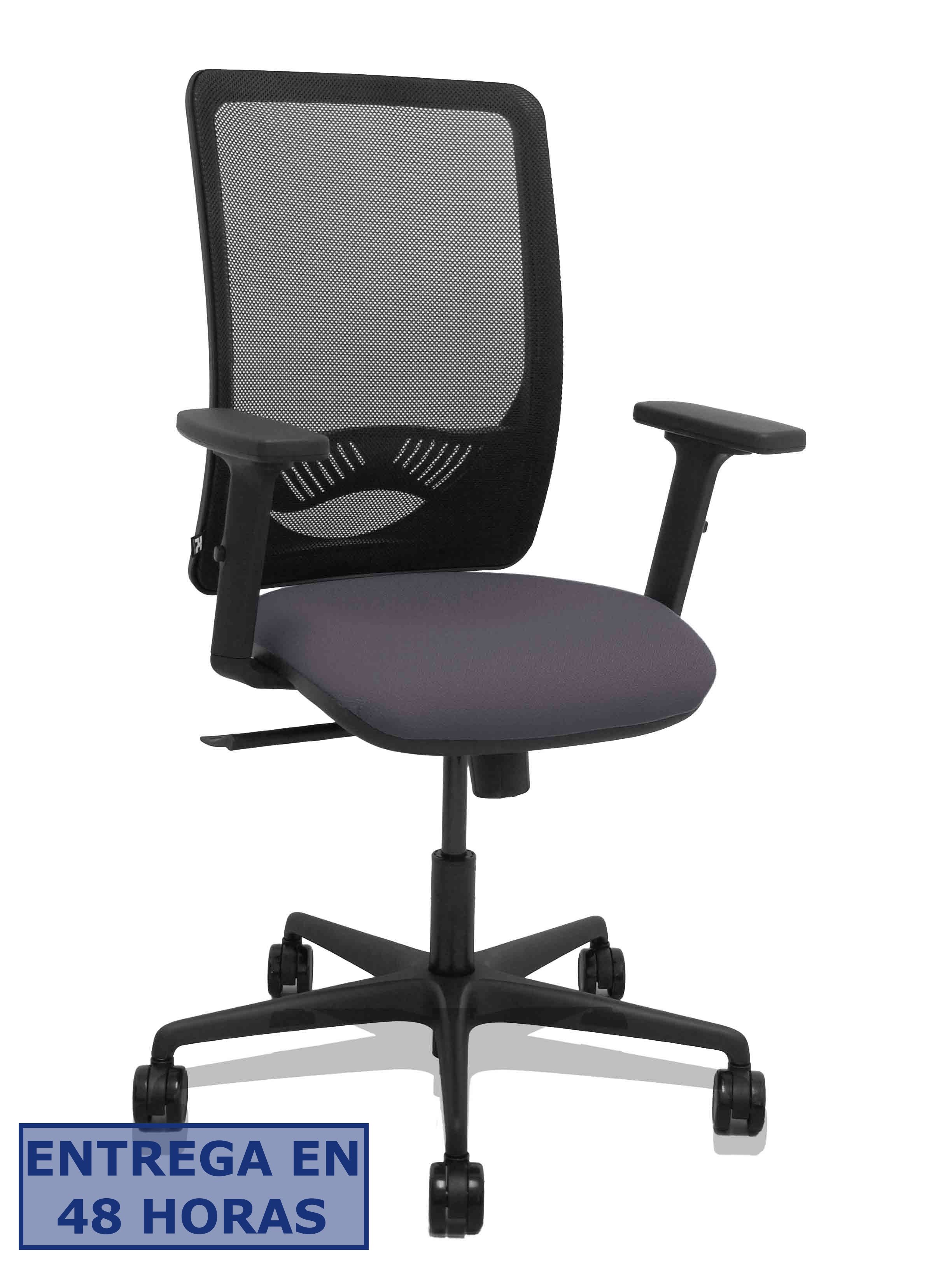 Piqueras Y Crespo Silla Zulema sincro malla negra asiento bali gris oscuro brazos 2D ruedas 65mm