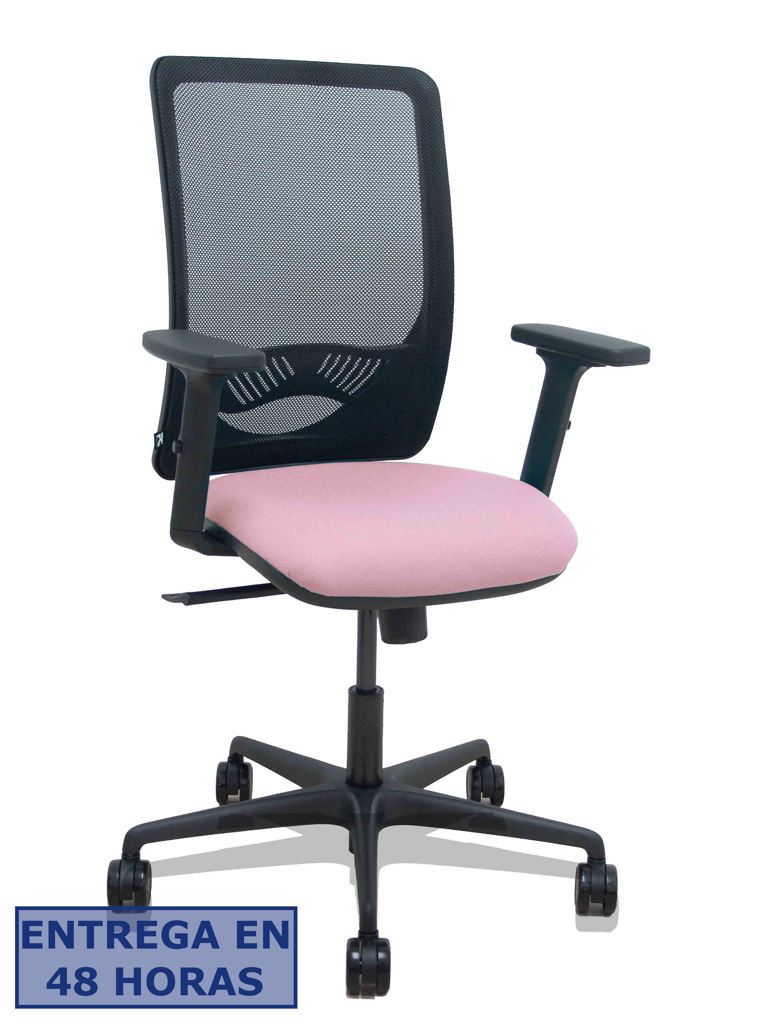 Piqueras Y Crespo Silla Zulema sincro malla negra asiento bali rosa brazos 2D ruedas 65mm