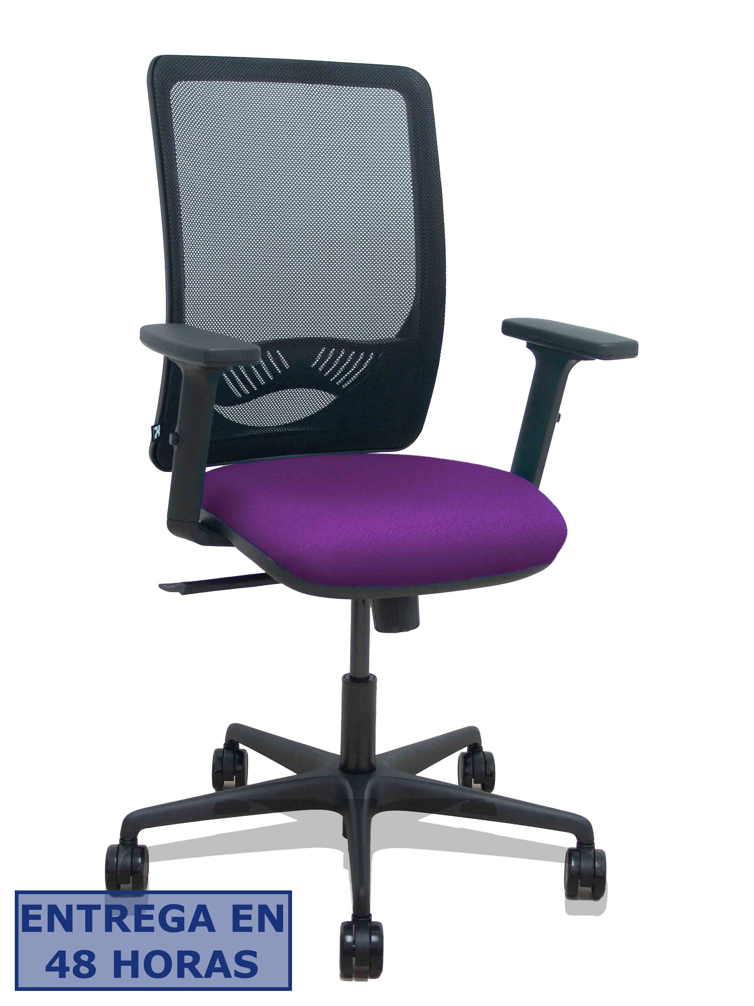 Piqueras Y Crespo Silla Zulema sincro malla negra asiento bali morado brazos 2D ruedas 65mm