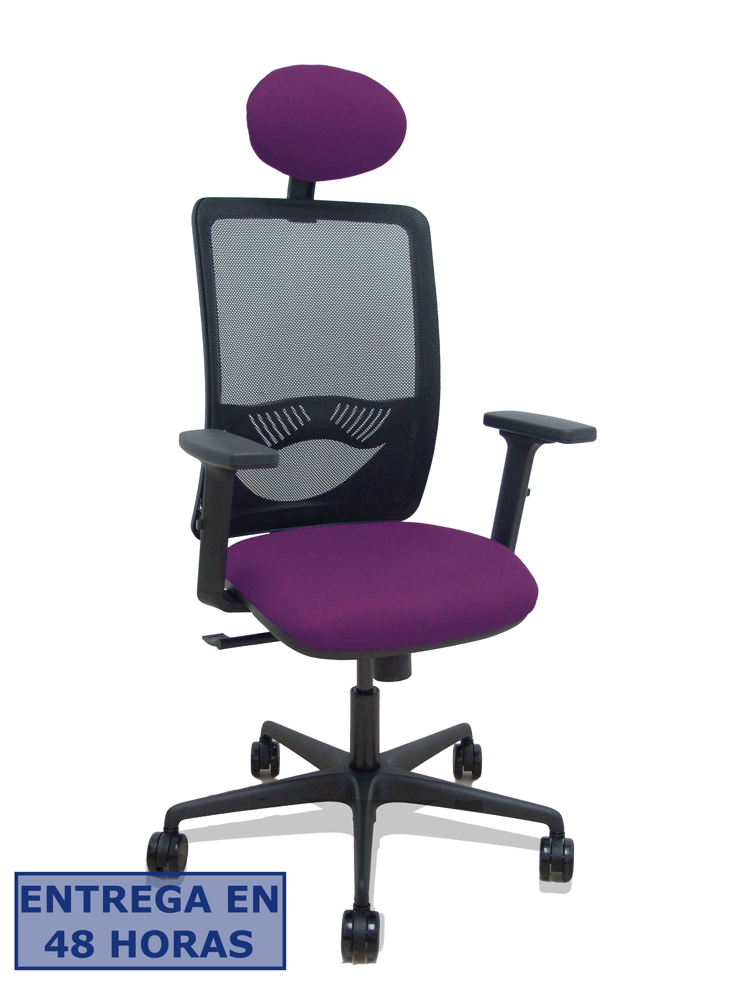 Piqueras Y Crespo Silla Zulema sincro malla negra asiento bali morado brazos 2D ruedas 65mm cabecero