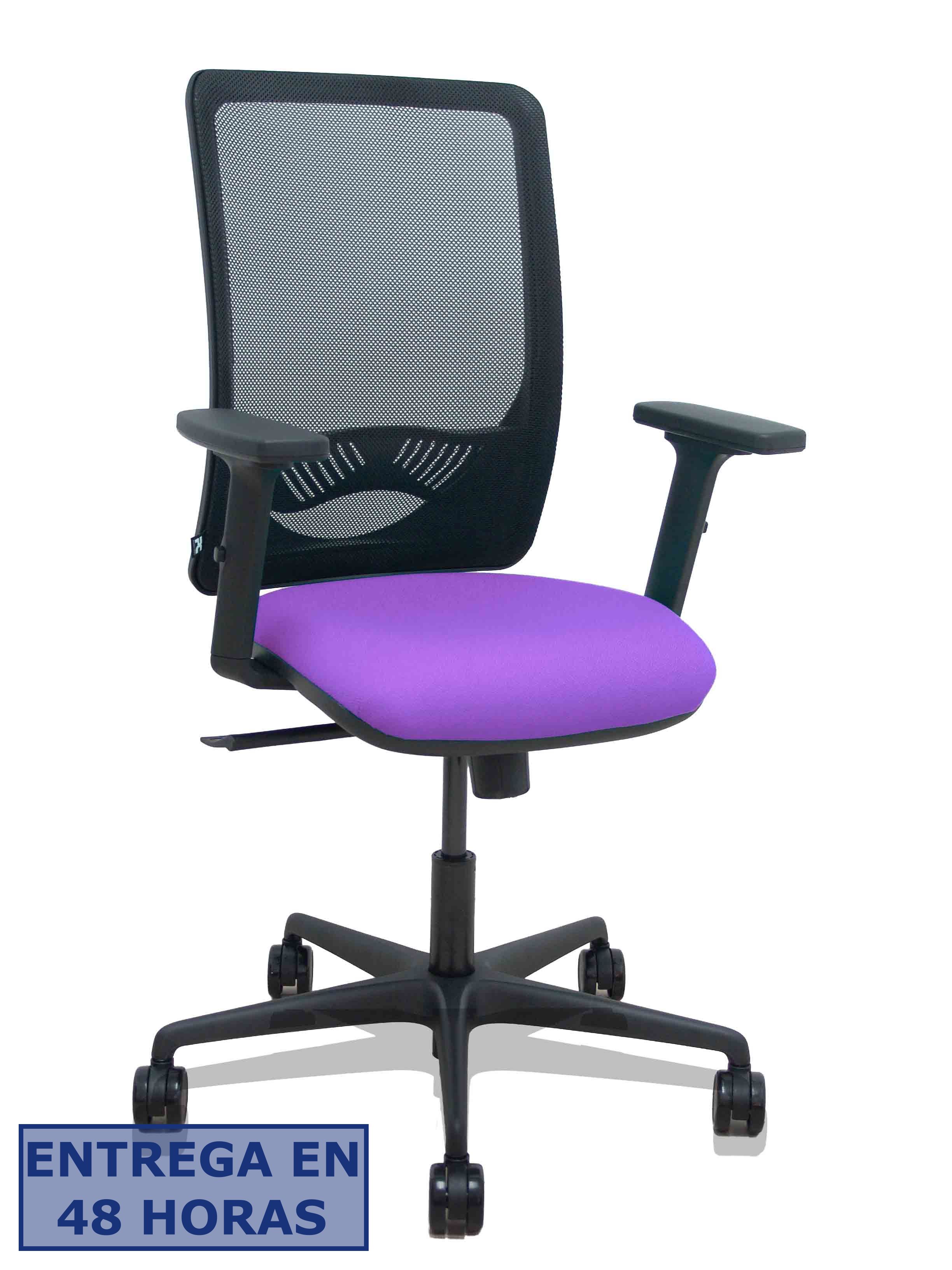 Piqueras Y Crespo Silla Zulema sincro malla negra asiento bali lila brazos 2D ruedas 65mm