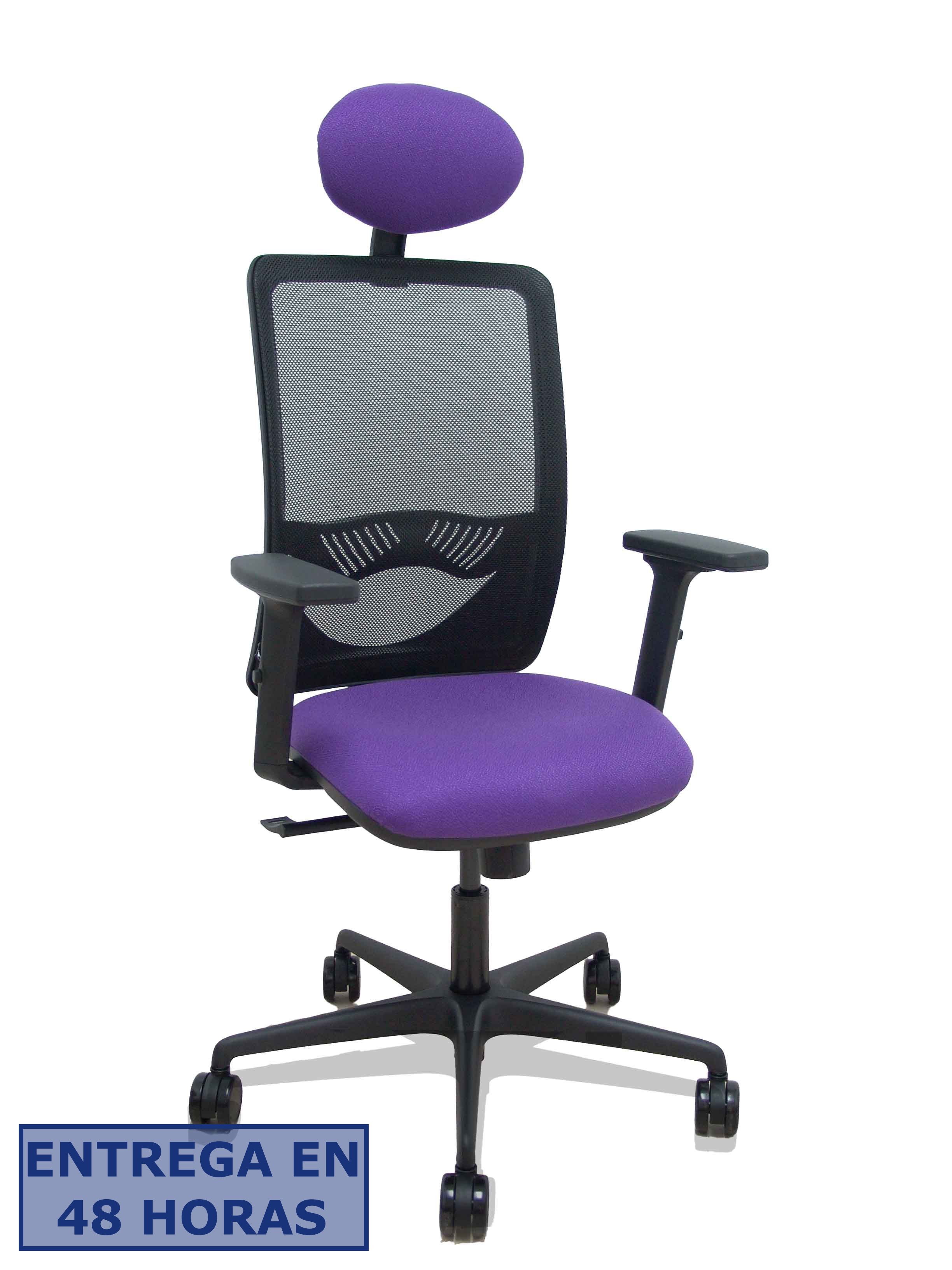 Piqueras Y Crespo Silla Zulema sincro malla negra asiento bali lila brazos 2D ruedas 65mm cabecero