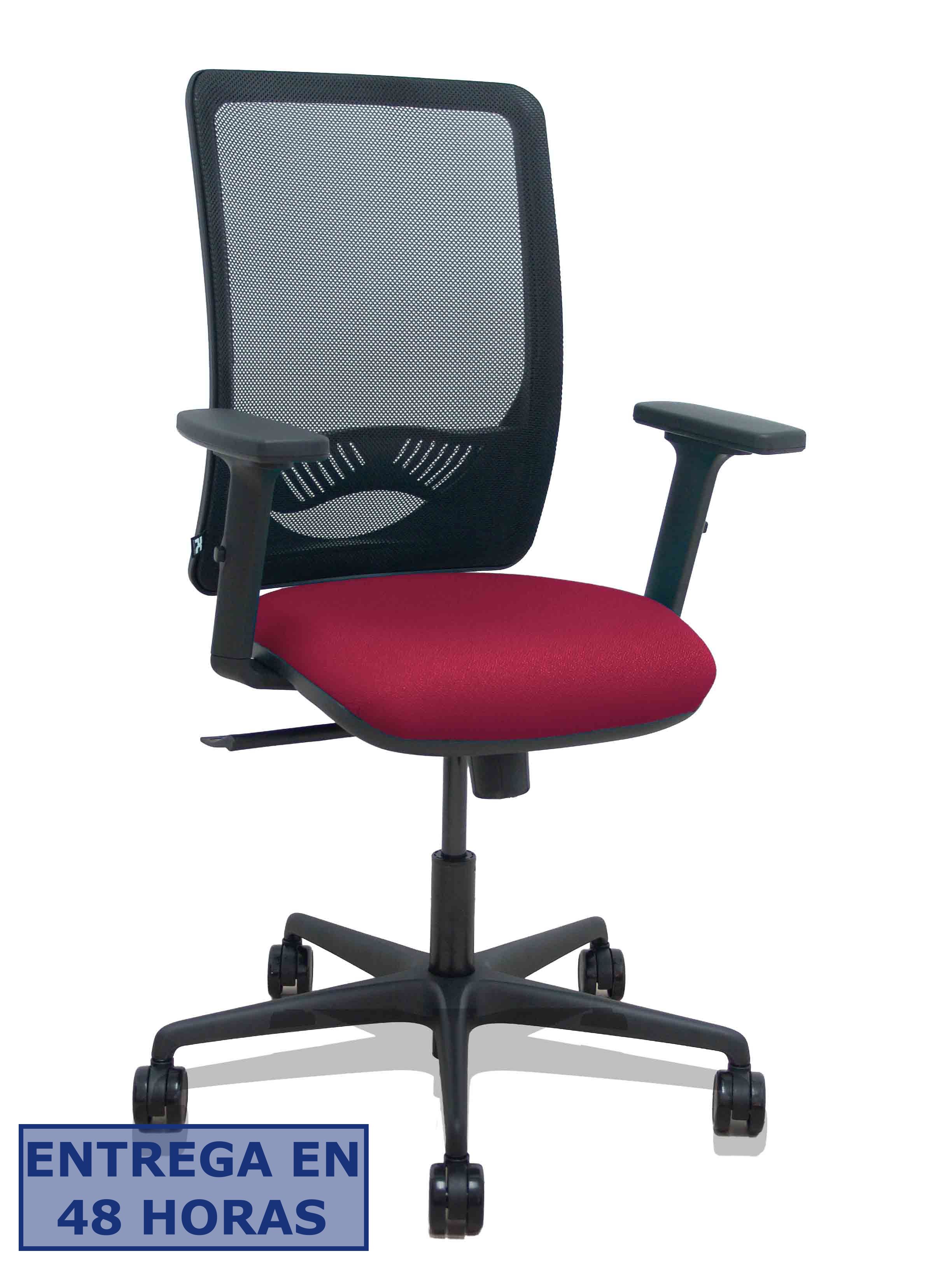 Piqueras Y Crespo Silla Zulema sincro malla negra asiento bali granate brazos 2D ruedas 65mm