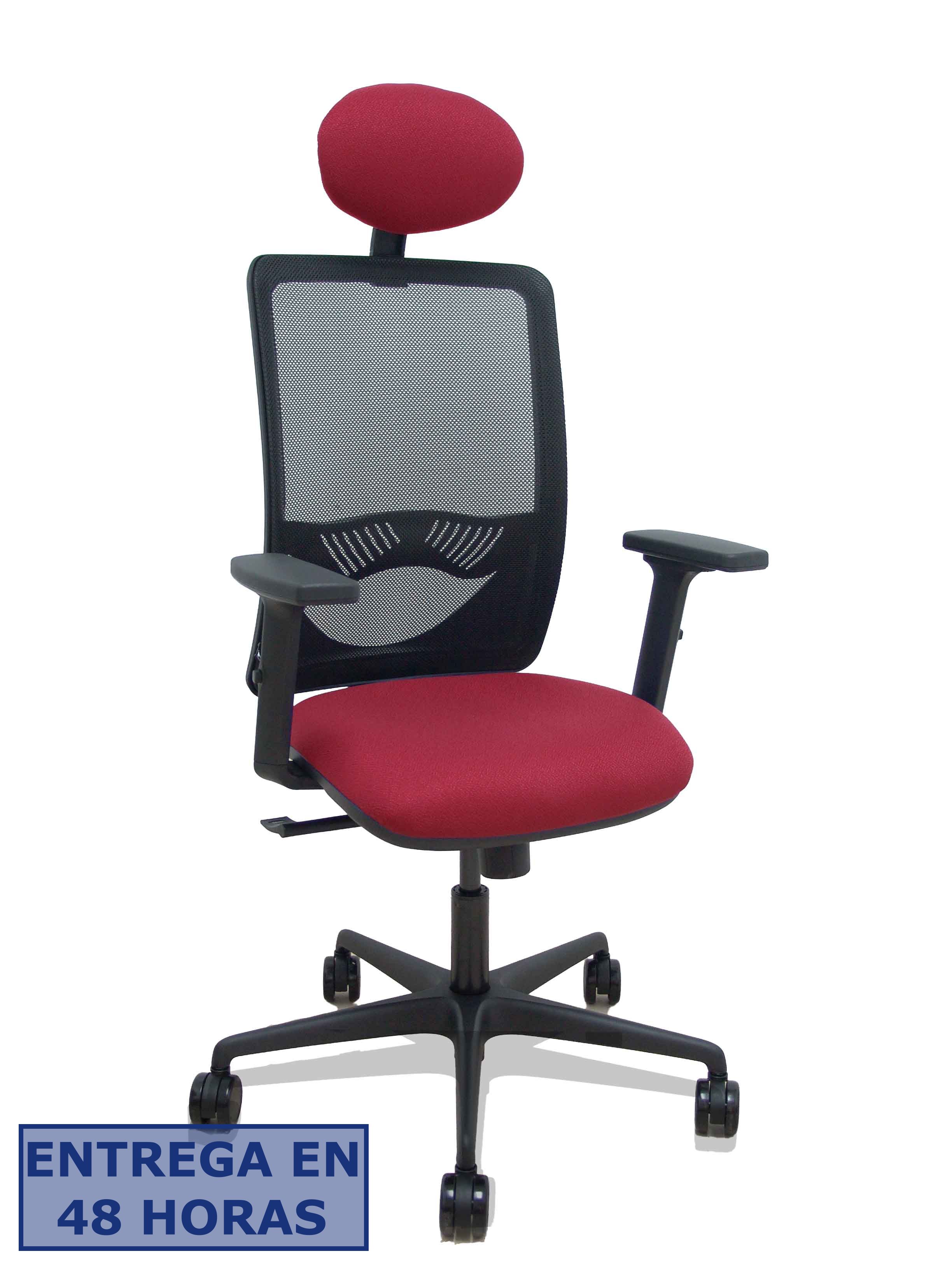 Piqueras Y Crespo Silla Zulema sincro malla negra asiento bali granate brazos 2D ruedas 65mm cabecero