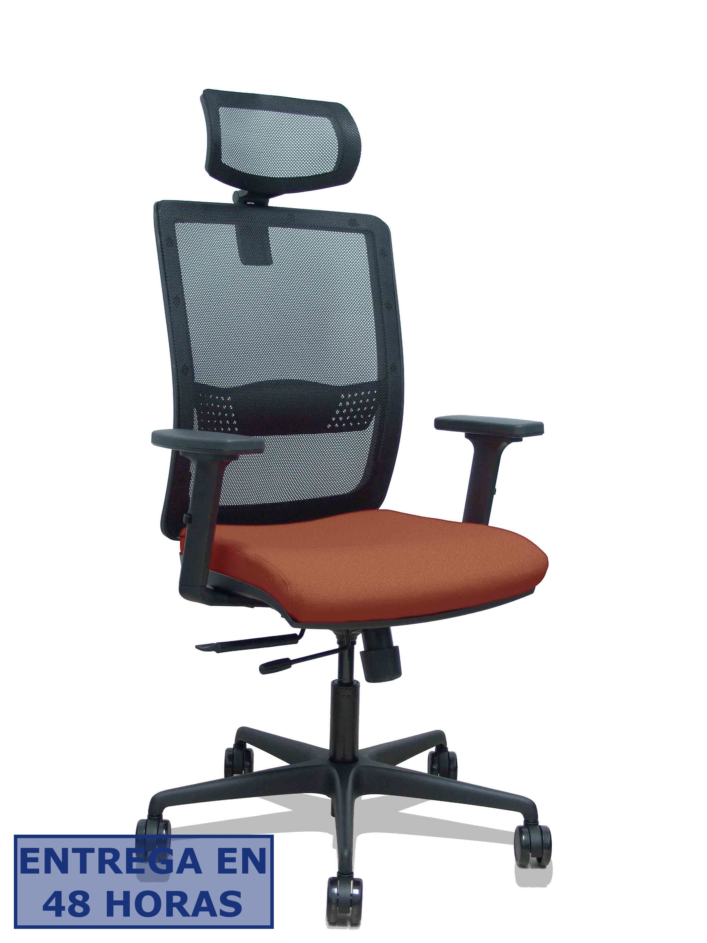 Piqueras Y Crespo Silla Haches traslack malla negra asiento bali marron brazos 2D ruedas 65mm…