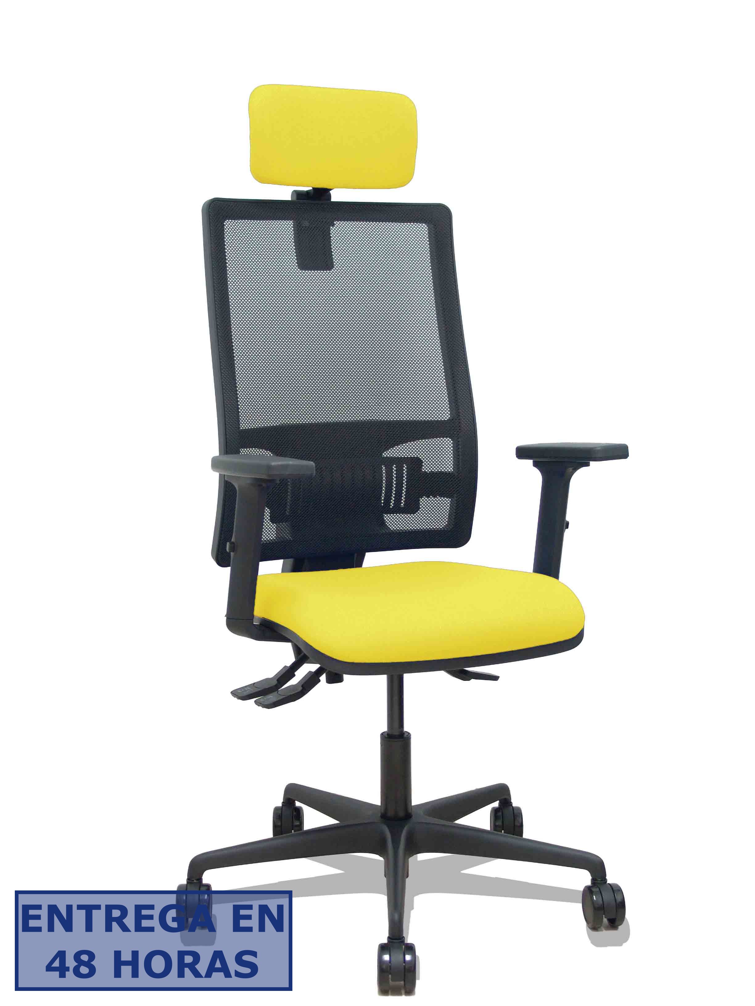 Piqueras Y Crespo Silla Bormate asincro malla negra asiento bali amarillo brazos 2D ruedas 65mm…