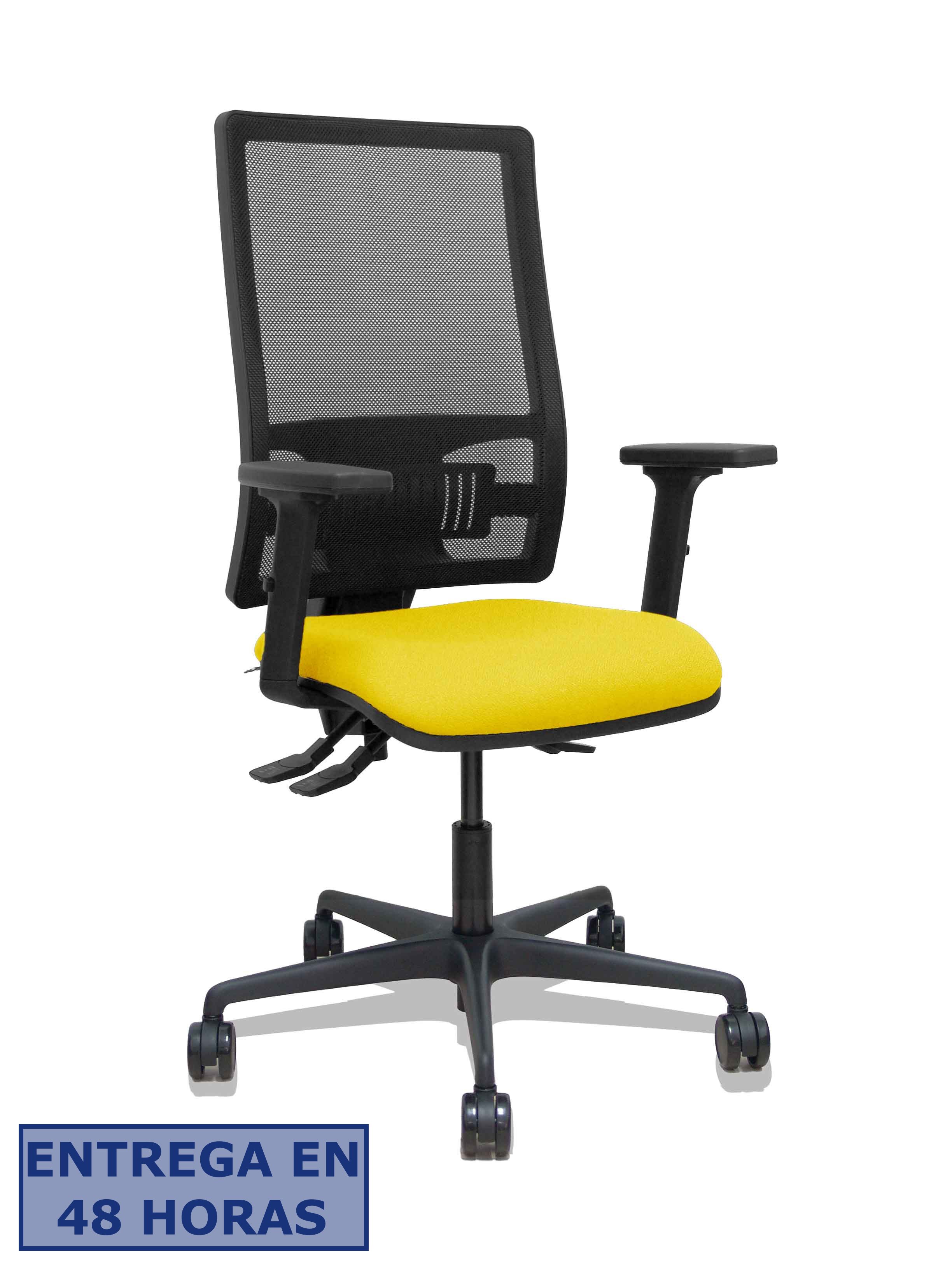 Piqueras Y Crespo Silla Bormate asincro malla negra asiento bali amarillo brazos 2D ruedas 65mm