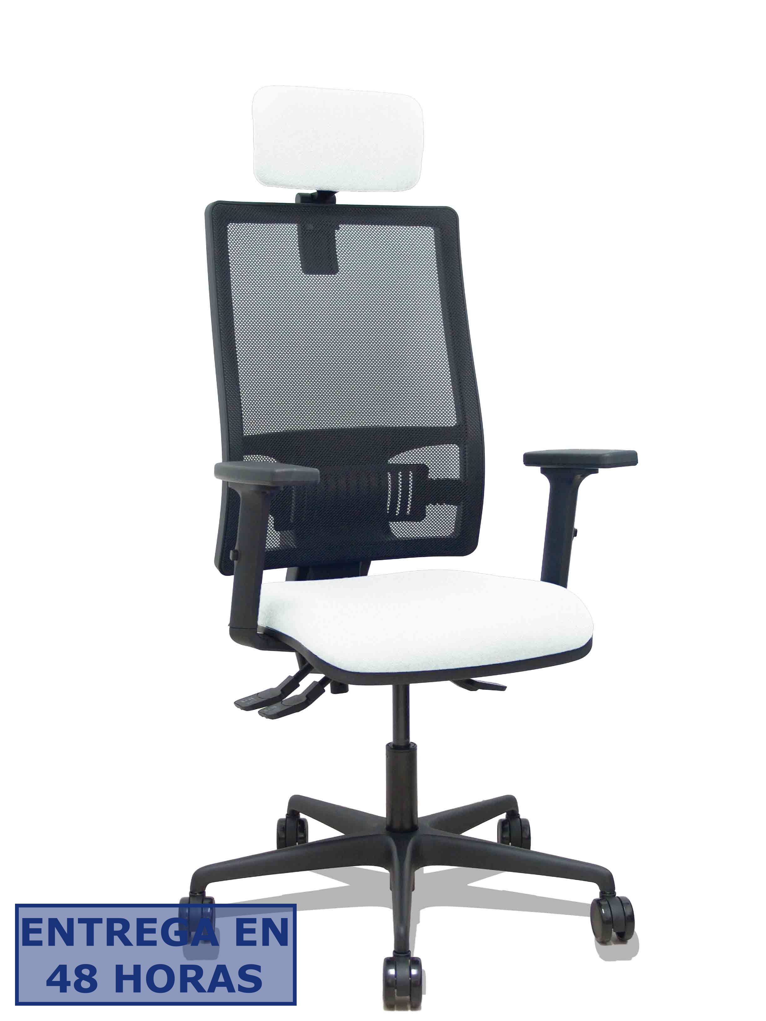 Piqueras Y Crespo Silla Bormate asincro malla negra asiento bali blanco brazos 2D ruedas 65mm…