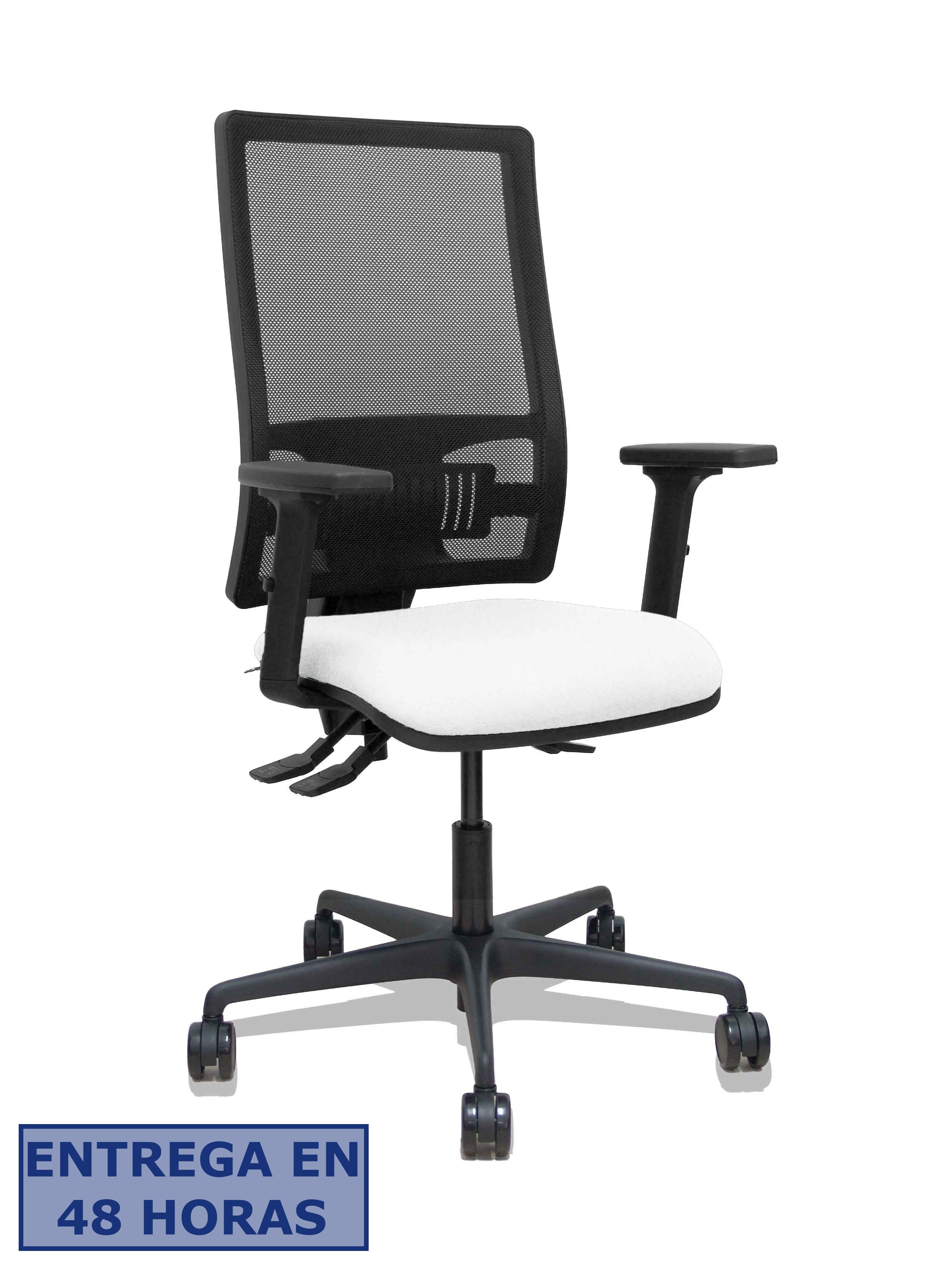 Piqueras Y Crespo Silla Bormate asincro malla negra asiento bali blanco brazos 2D ruedas 65mm