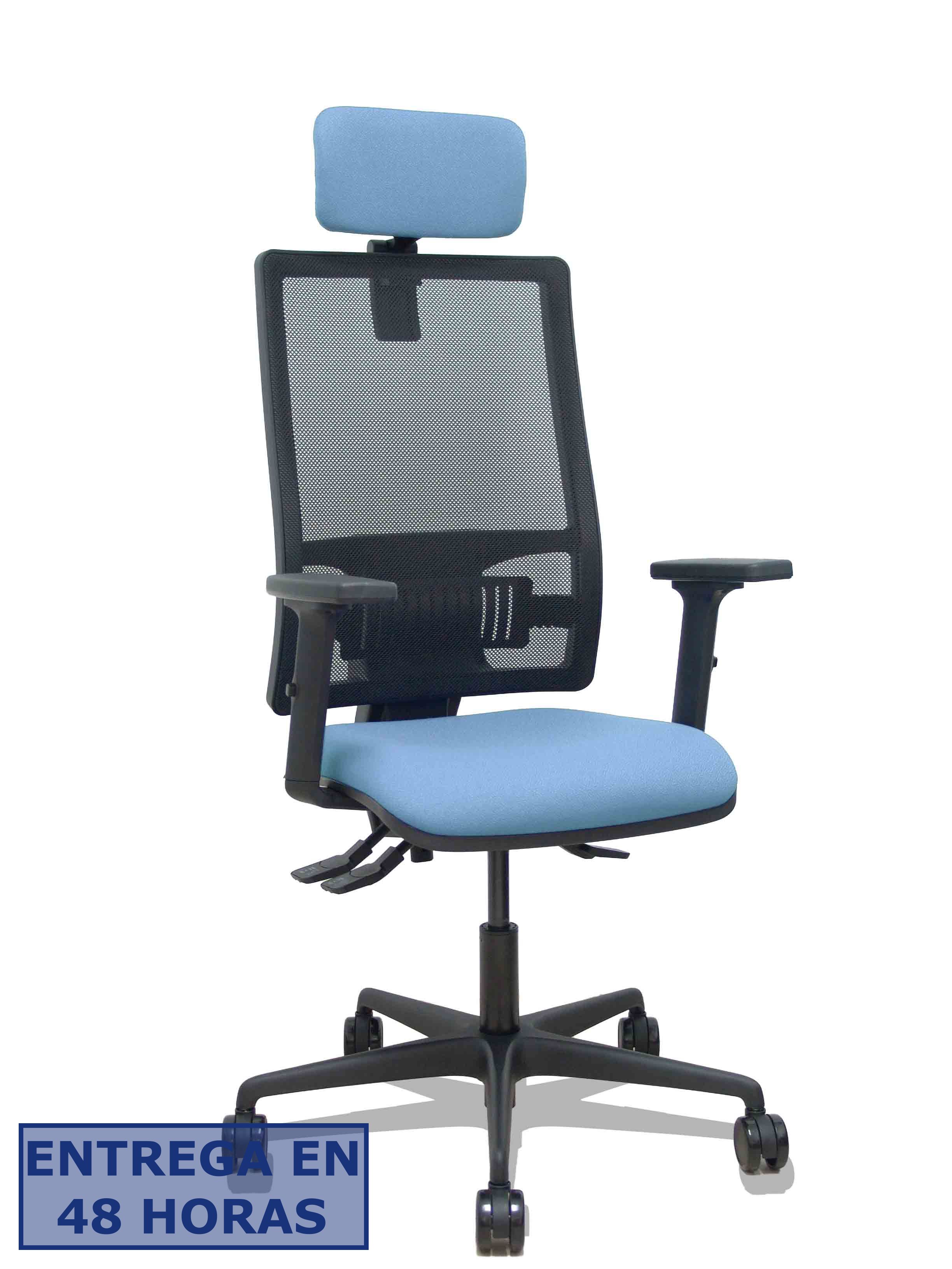 Piqueras Y Crespo Silla Bormate asincro malla negra asiento bali azul cielo brazos 2D ruedas 65mm…