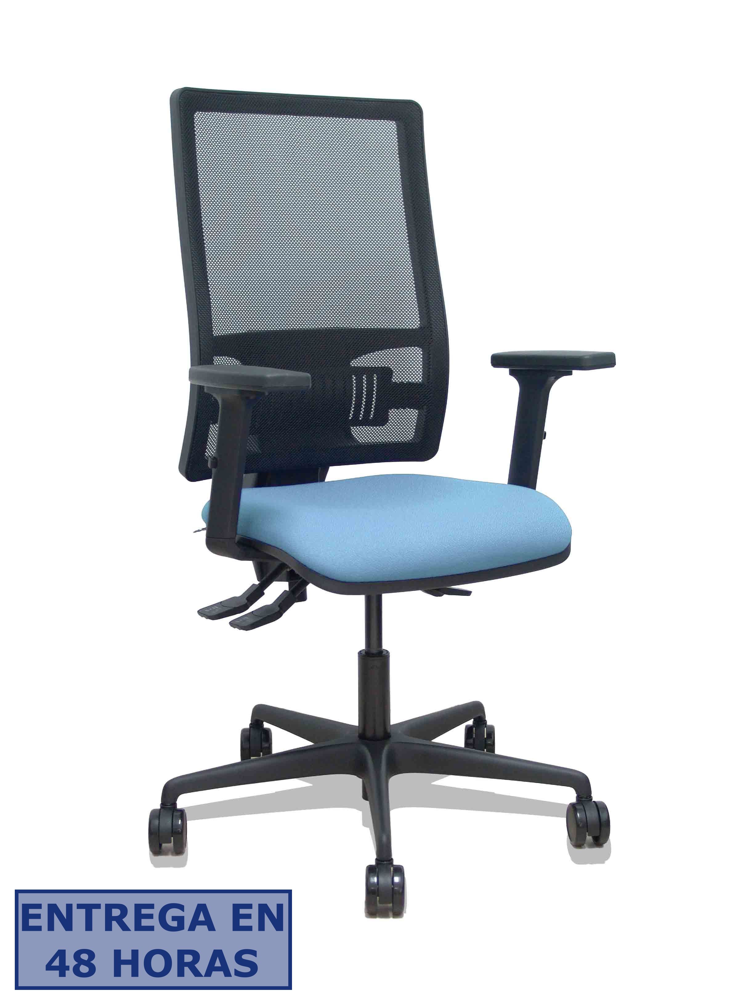 Piqueras Y Crespo Silla Bormate asincro malla negra asiento bali azul cielo brazos 2D ruedas 65mm