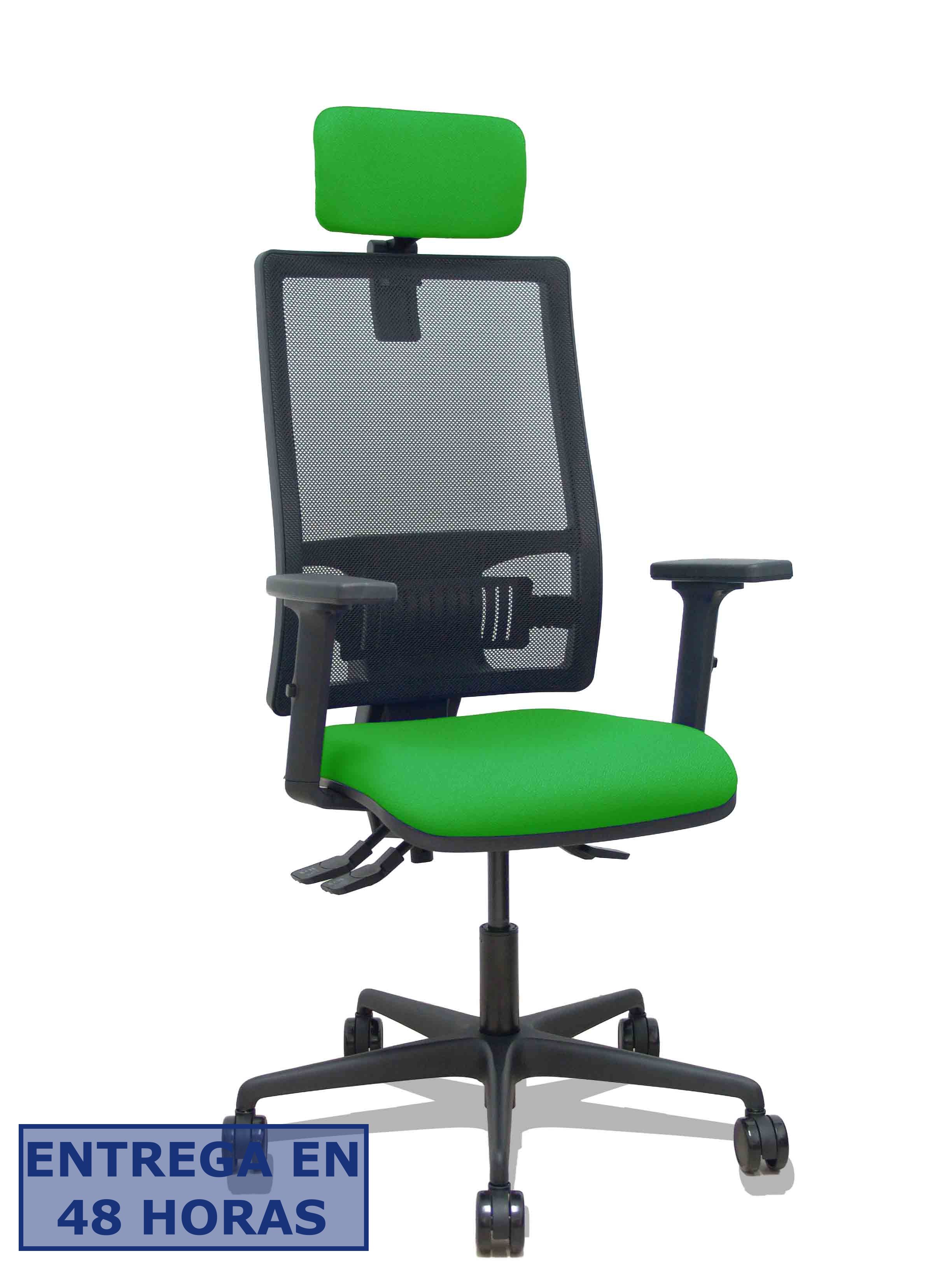 Piqueras Y Crespo Silla Bormate asincro malla negra asiento bali verde brazos 2D ruedas 65mm cabecero…