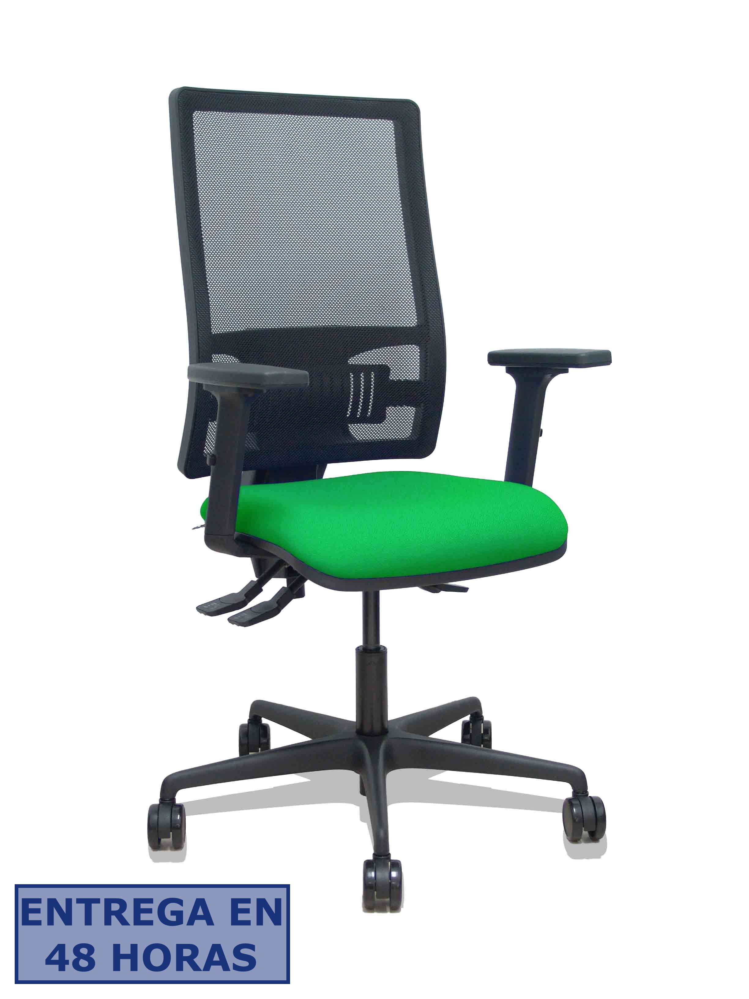 Piqueras Y Crespo Silla Bormate asincro malla negra asiento bali verde brazos 2D ruedas 65mm