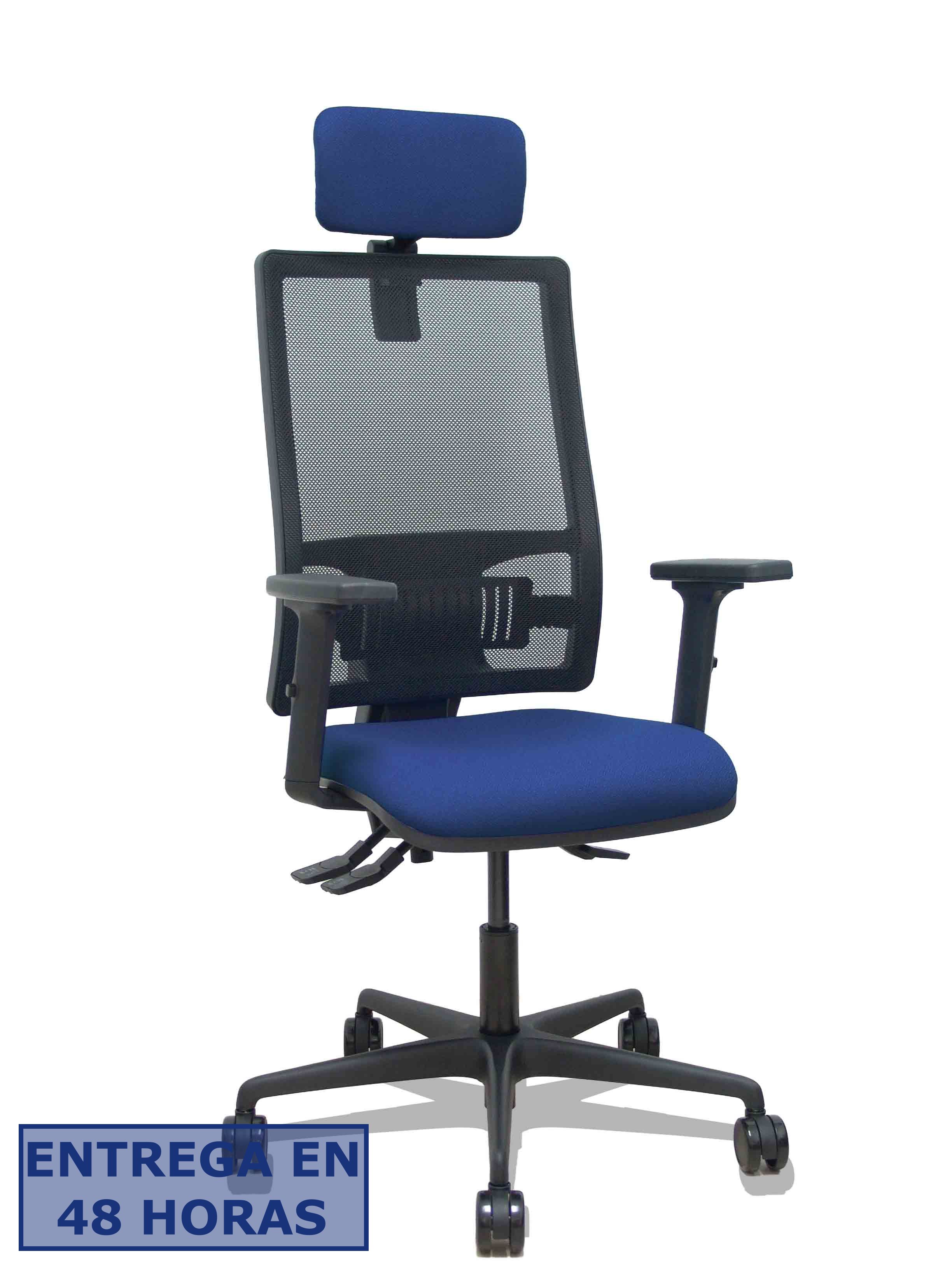 Piqueras Y Crespo Silla Bormate asincro malla negra asiento bali azul marino brazos 2D ruedas 65mm…