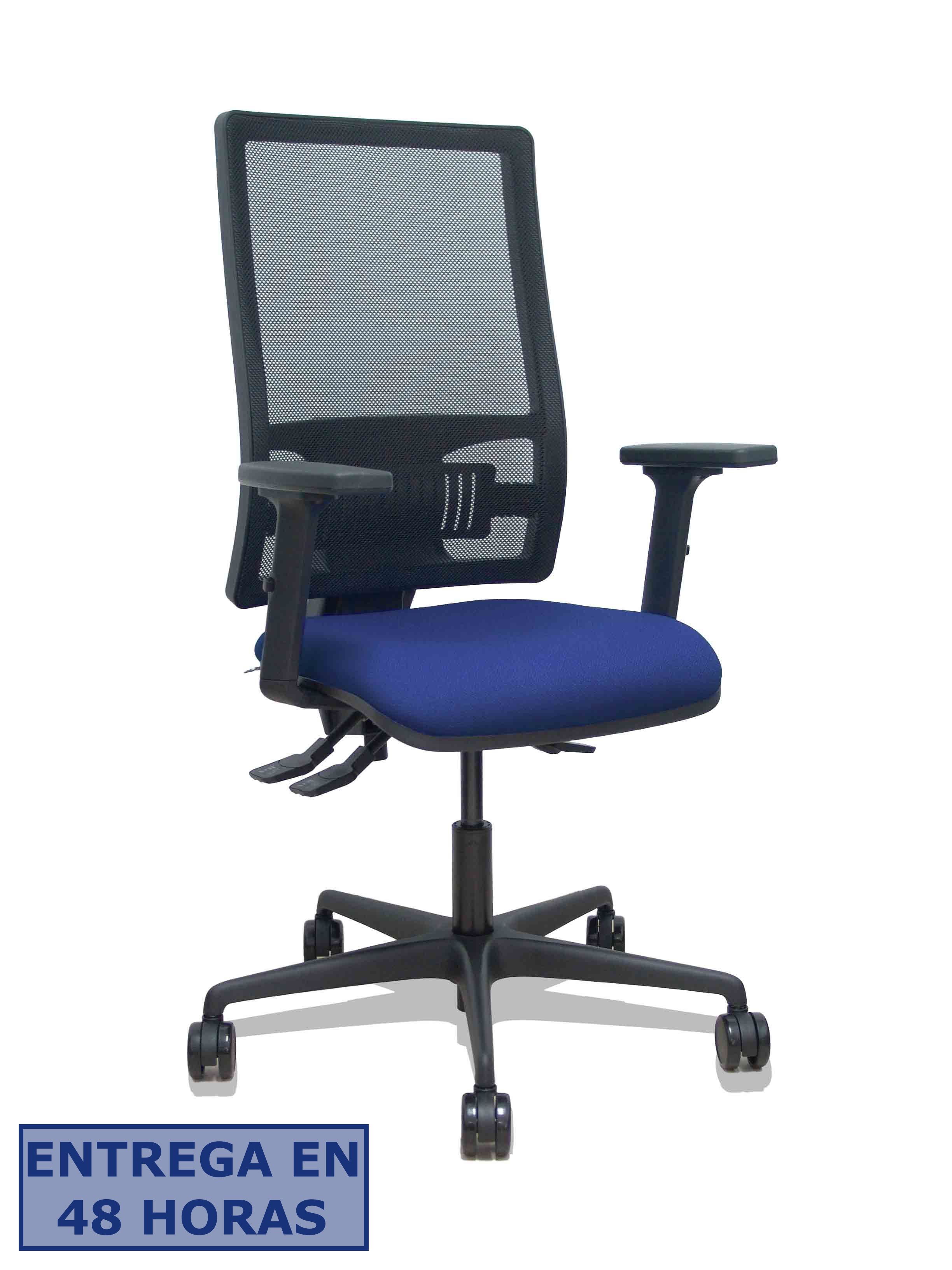 Piqueras Y Crespo Silla Bormate asincro malla negra asiento bali azul marino brazos 2D ruedas 65mm