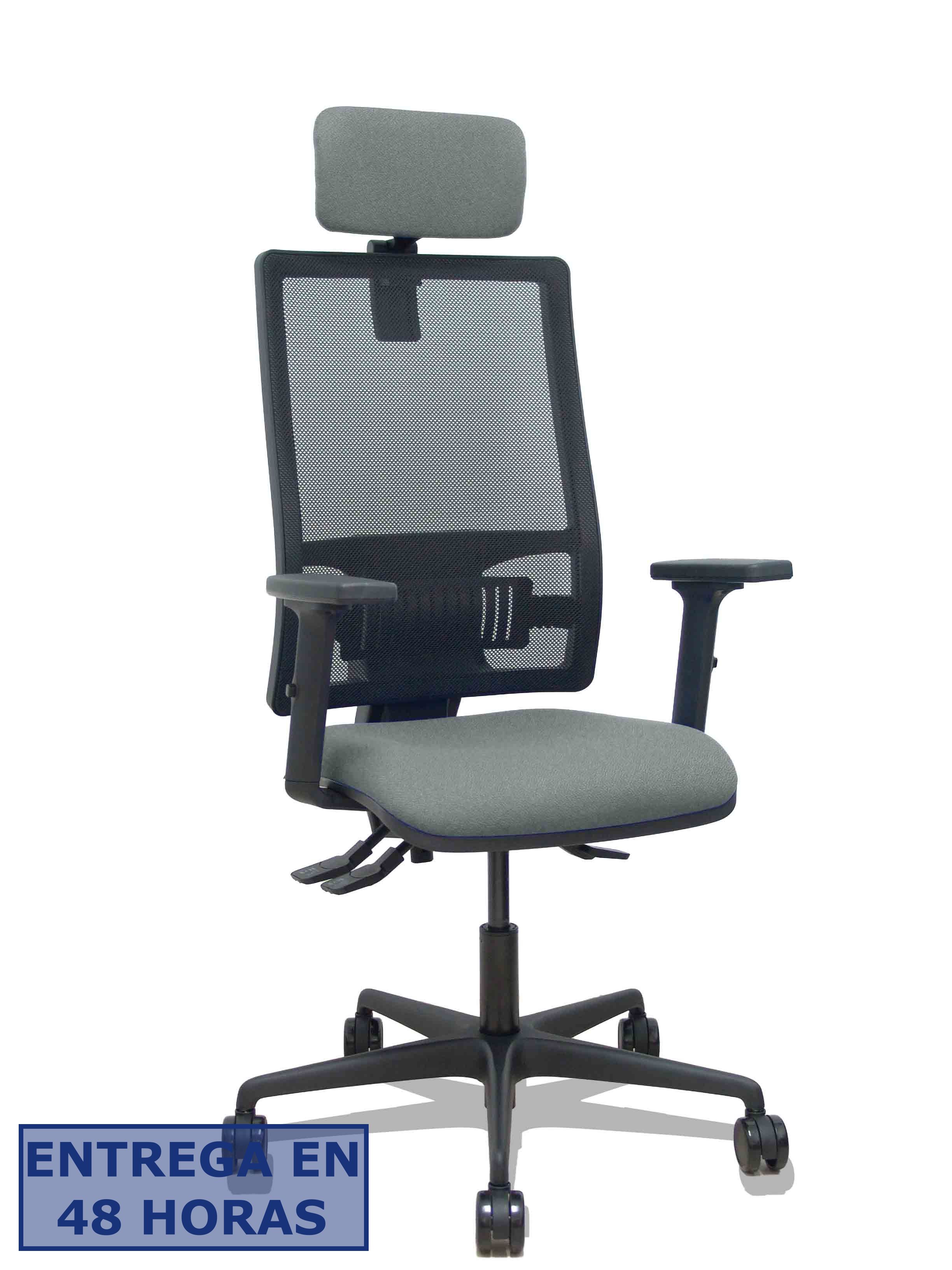 Piqueras Y Crespo Silla Bormate asincro malla negra asiento bali gris brazos 2D ruedas 65mm cabecero…