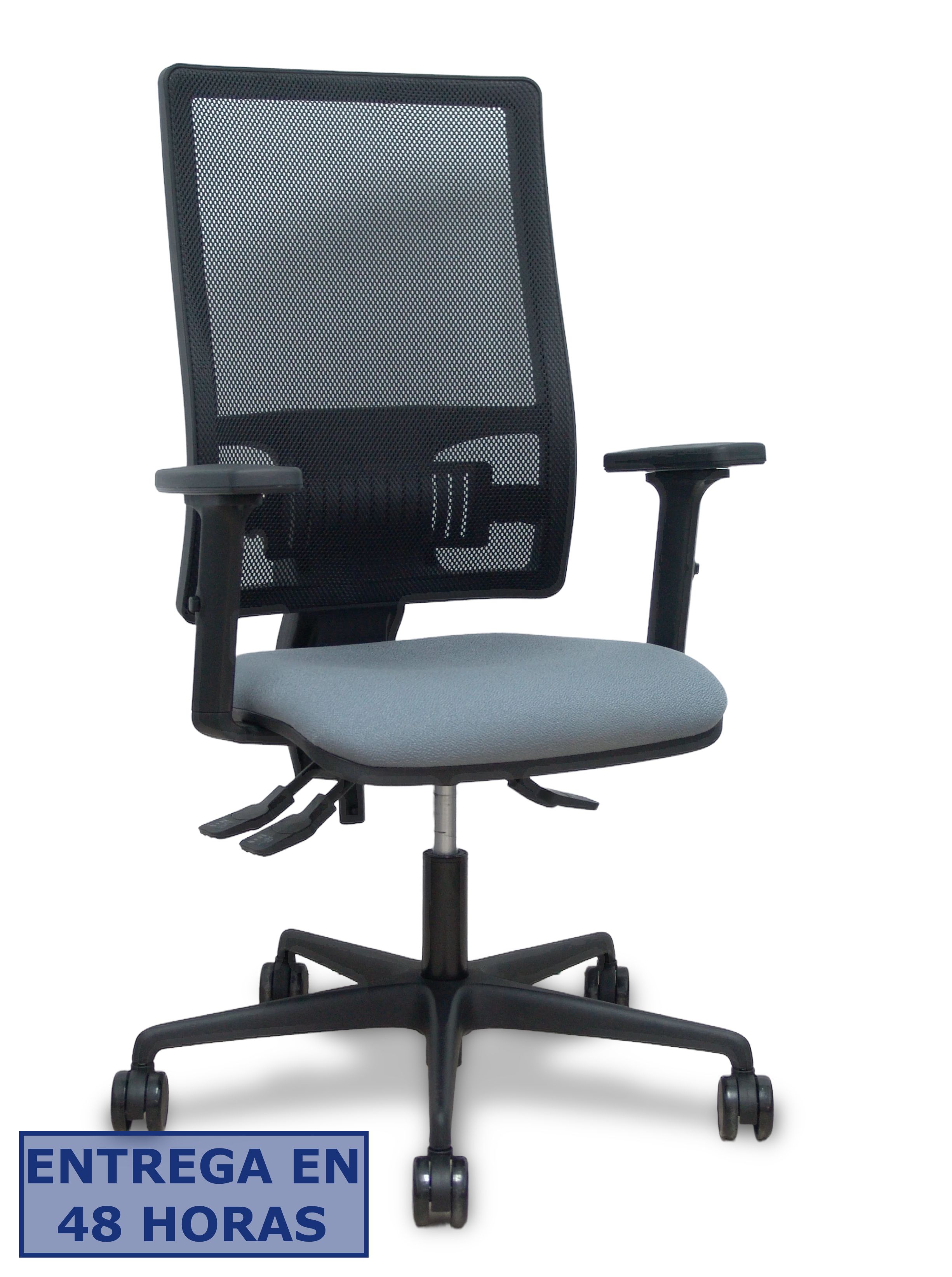 Piqueras Y Crespo Silla Bormate asincro malla negra asiento bali gris brazos 2D ruedas 65mm