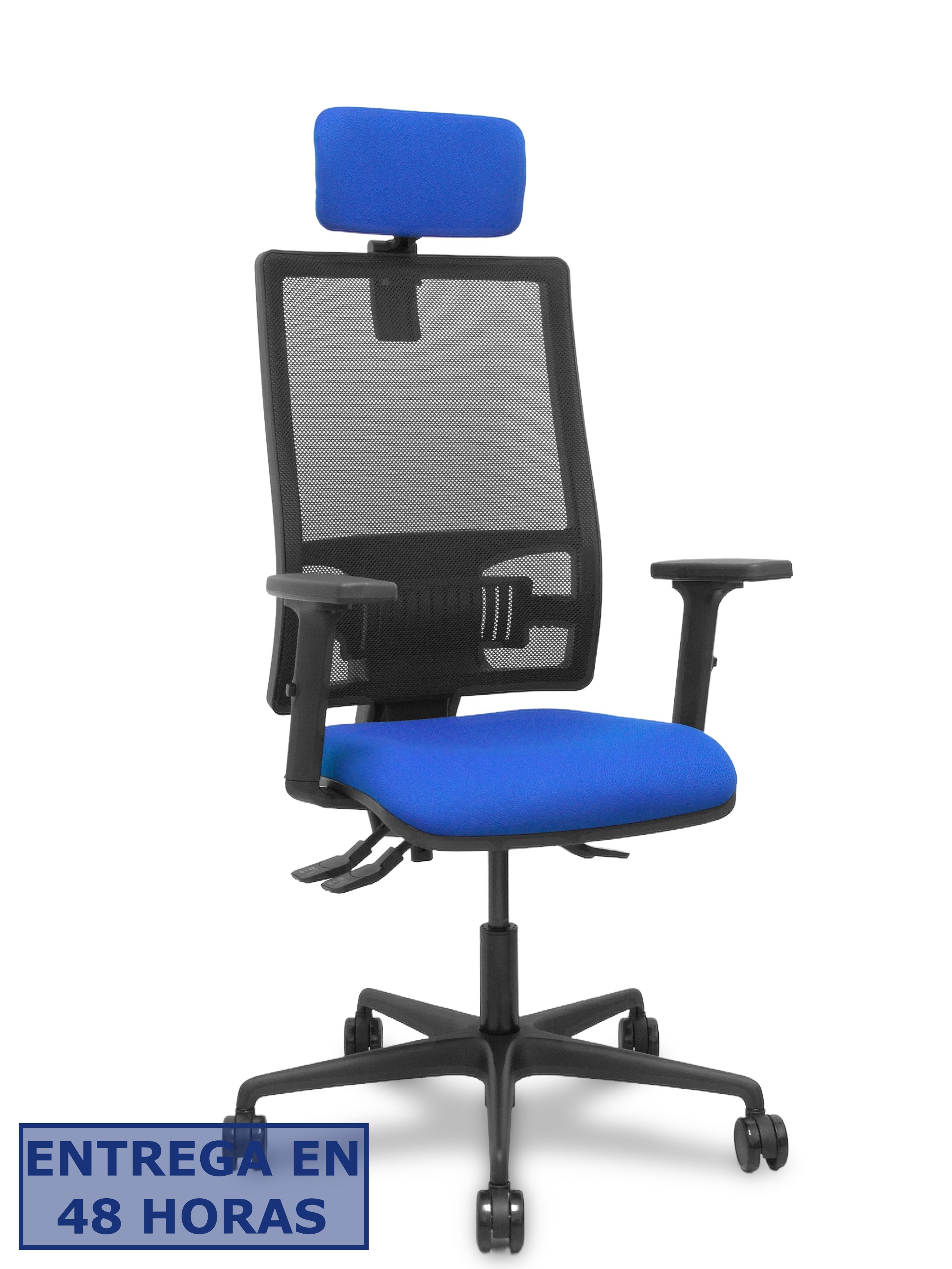 Piqueras Y Crespo Silla Bormate asincro malla negra asiento bali azul brazos 2D ruedas 65mm cabecero…