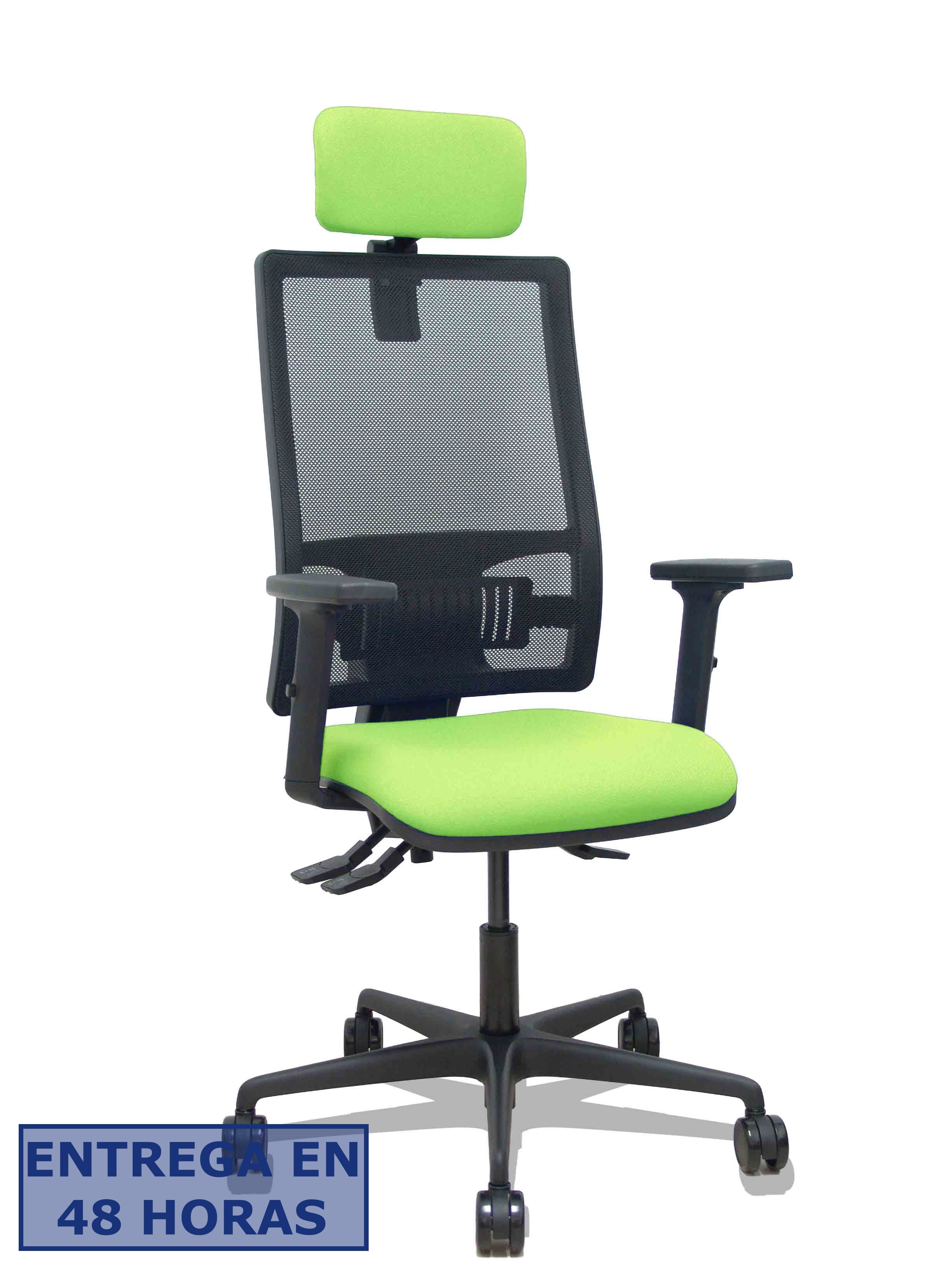 Piqueras Y Crespo Silla Bormate asincro malla negra asiento bali pistacho brazos 2D ruedas 65mm…