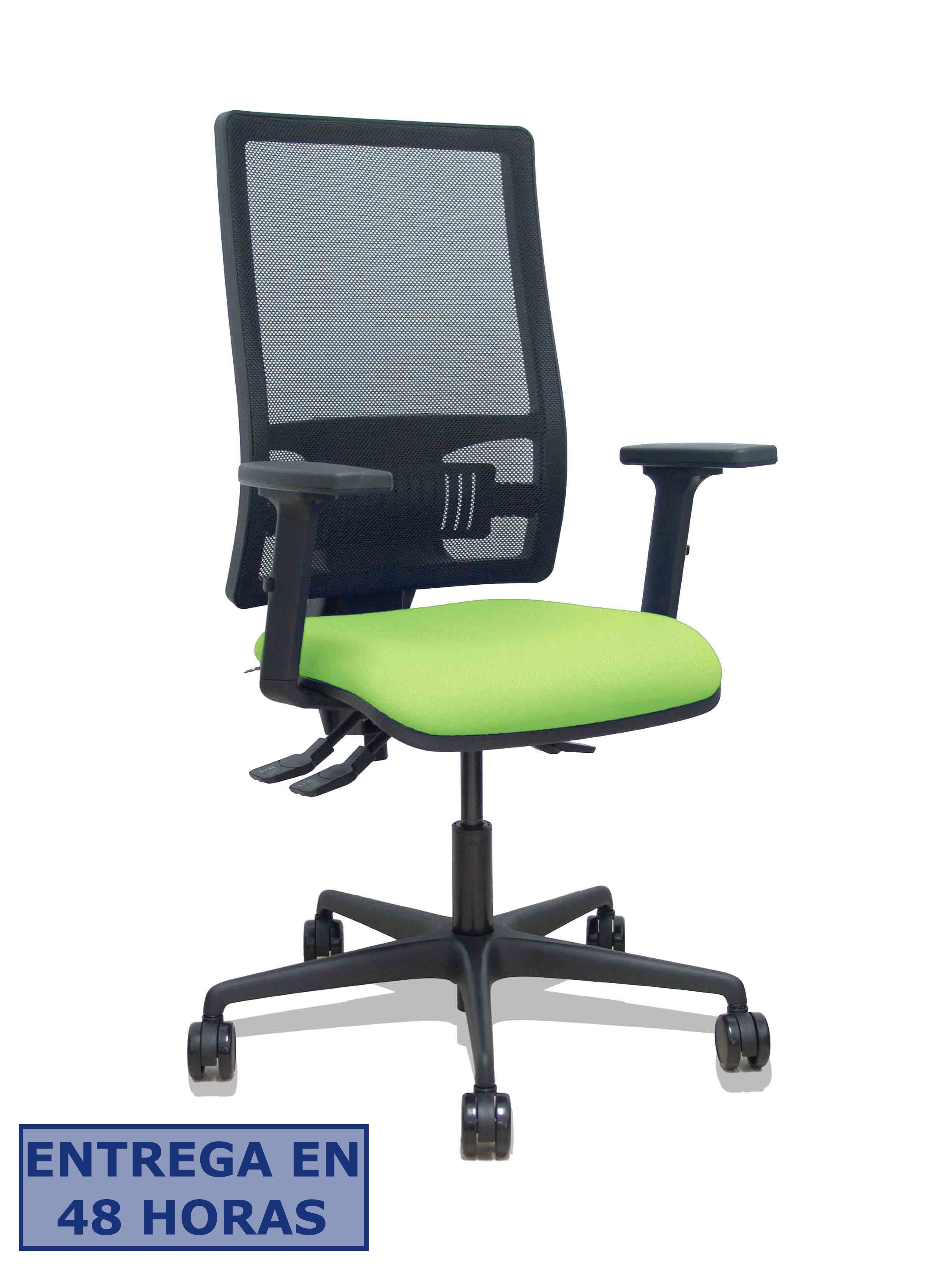 Piqueras Y Crespo Silla Bormate asincro malla negra asiento bali pistacho brazos 2D ruedas 65mm
