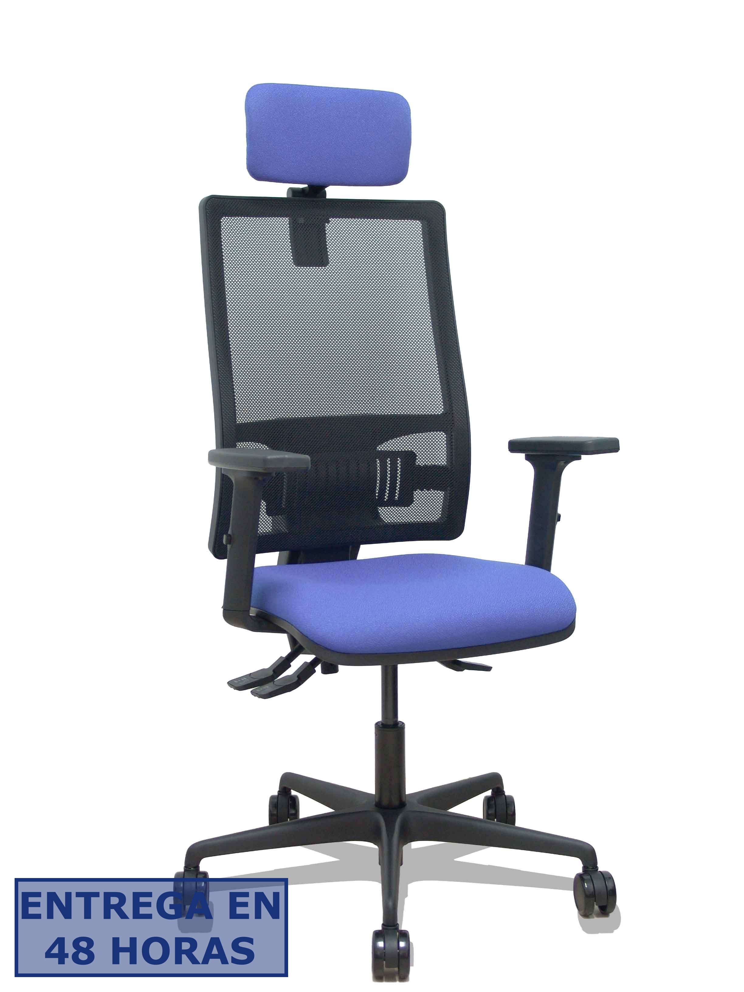 Piqueras Y Crespo Silla Bormate asincro malla negra asiento bali azul claro brazos 2D ruedas 65mm…