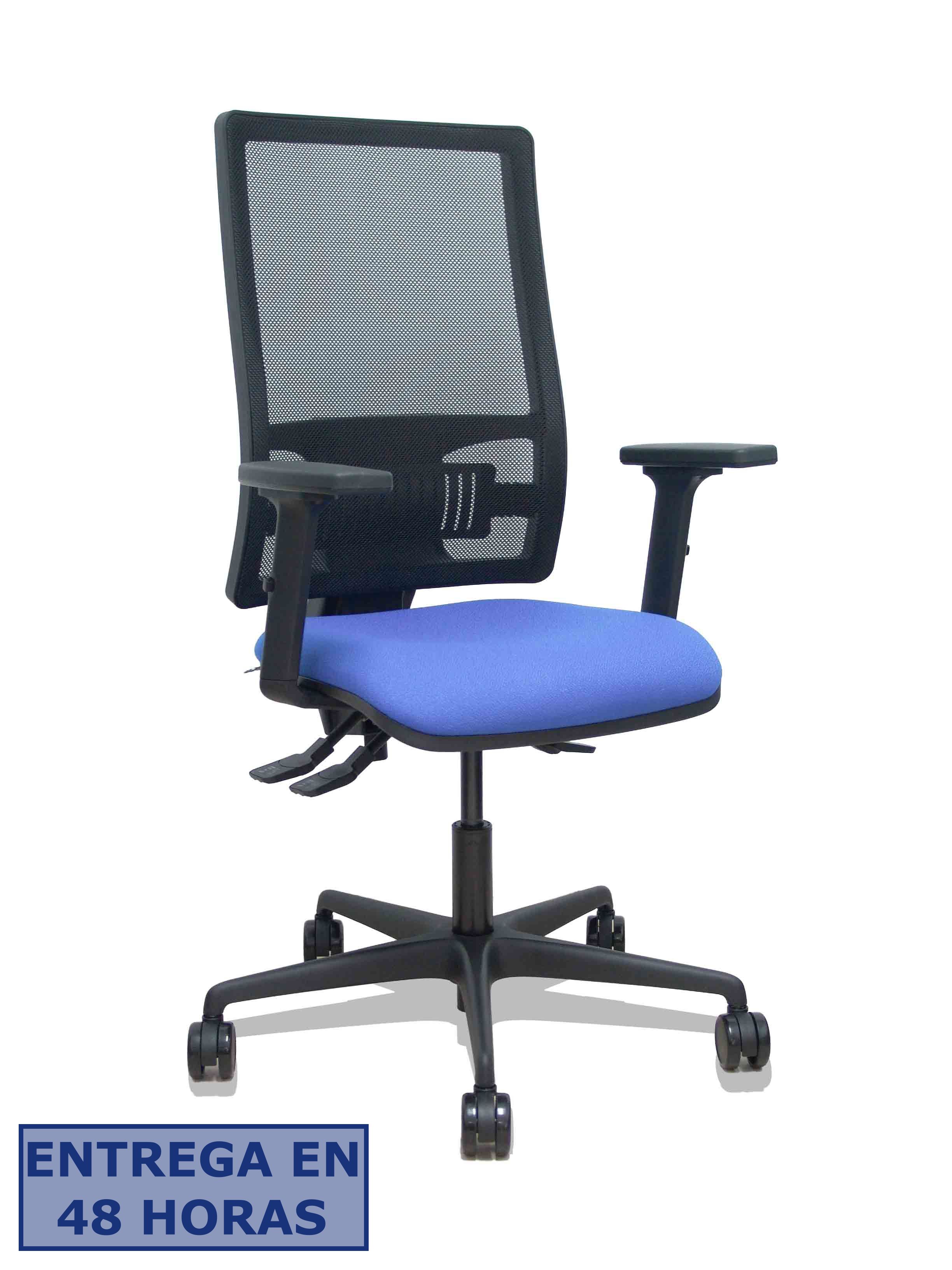 Piqueras Y Crespo Silla Bormate asincro malla negra asiento bali azu claro brazos 2D ruedas 65mm