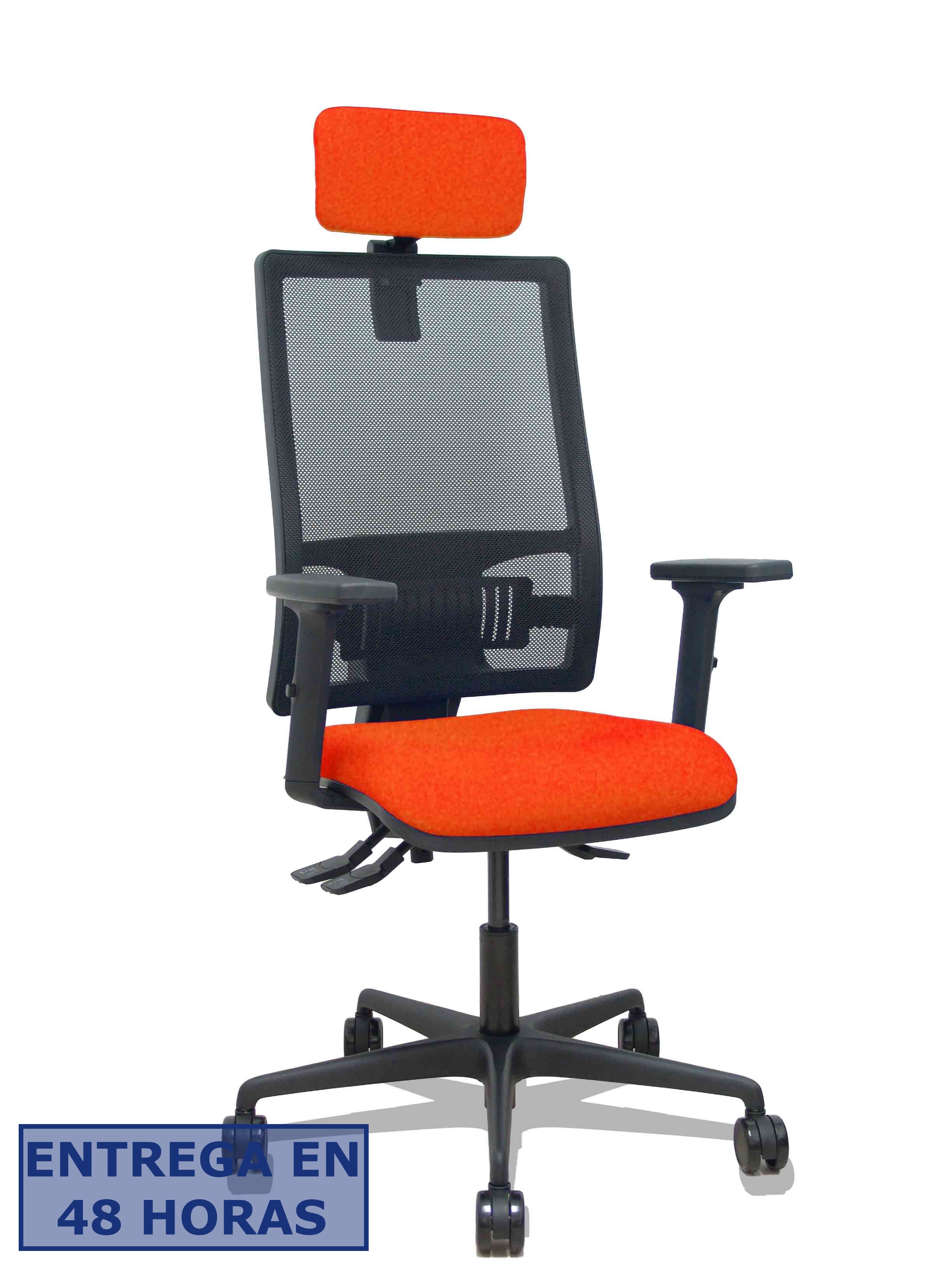 Piqueras Y Crespo Silla Bormate asincro malla negra asiento bali naranja oscuro brazos 2D ruedas 65mm…