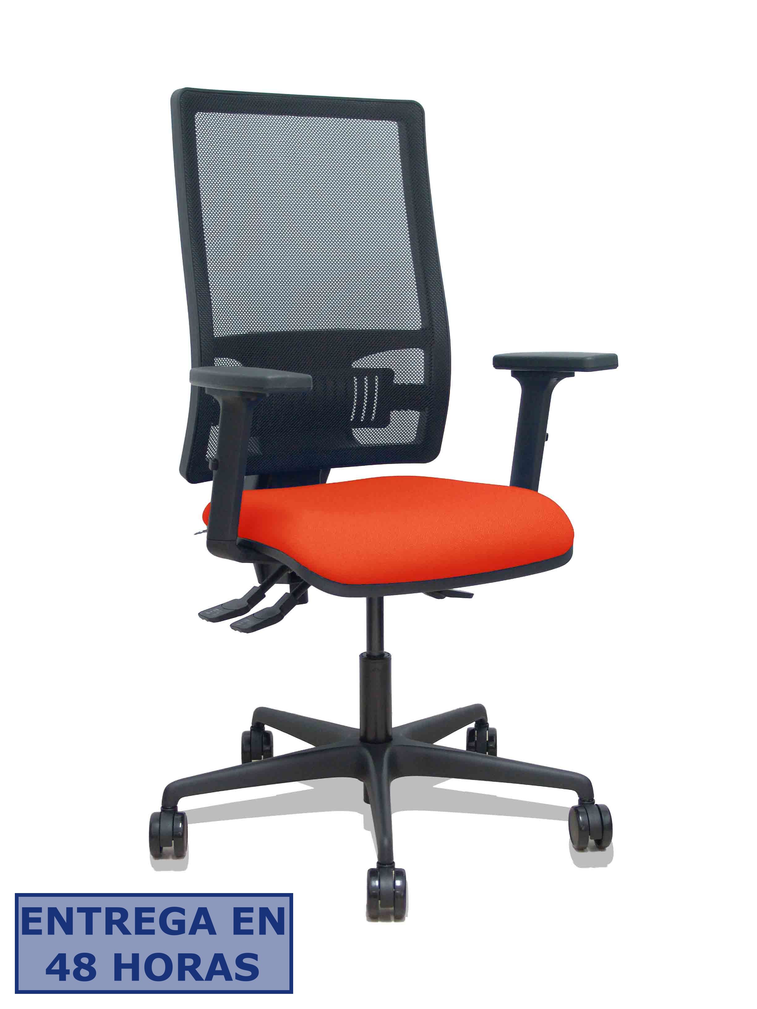 Piqueras Y Crespo Silla Bormate asincro malla negra asiento bali naranja oscuro brazos 2D ruedas 65mm