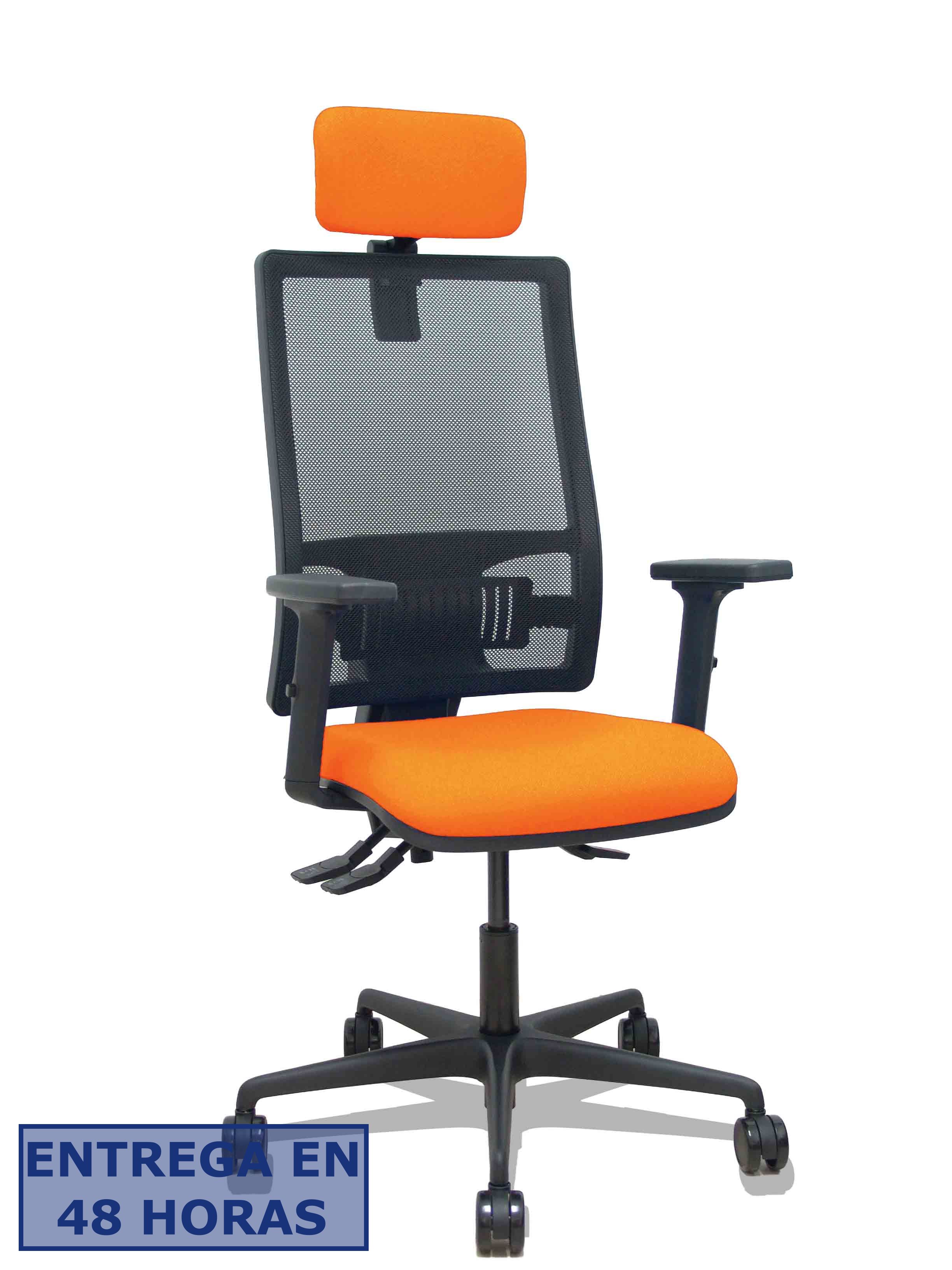 Piqueras Y Crespo Silla Bormate asincro malla negra asiento bali naranja brazos 2D ruedas 65mm…
