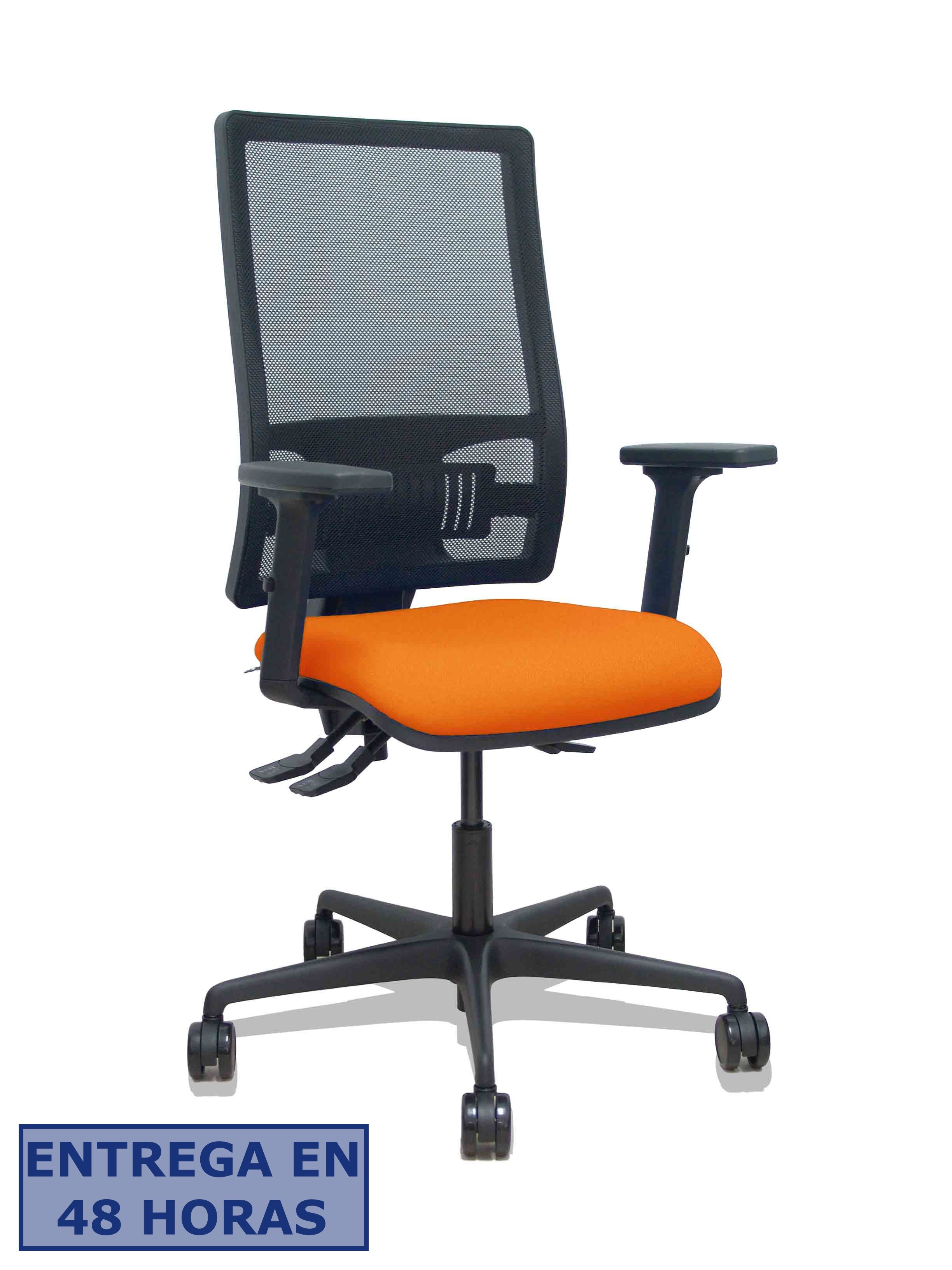 Piqueras Y Crespo Silla Bormate asincro malla negra asiento bali naranja brazos 2D ruedas 65mm