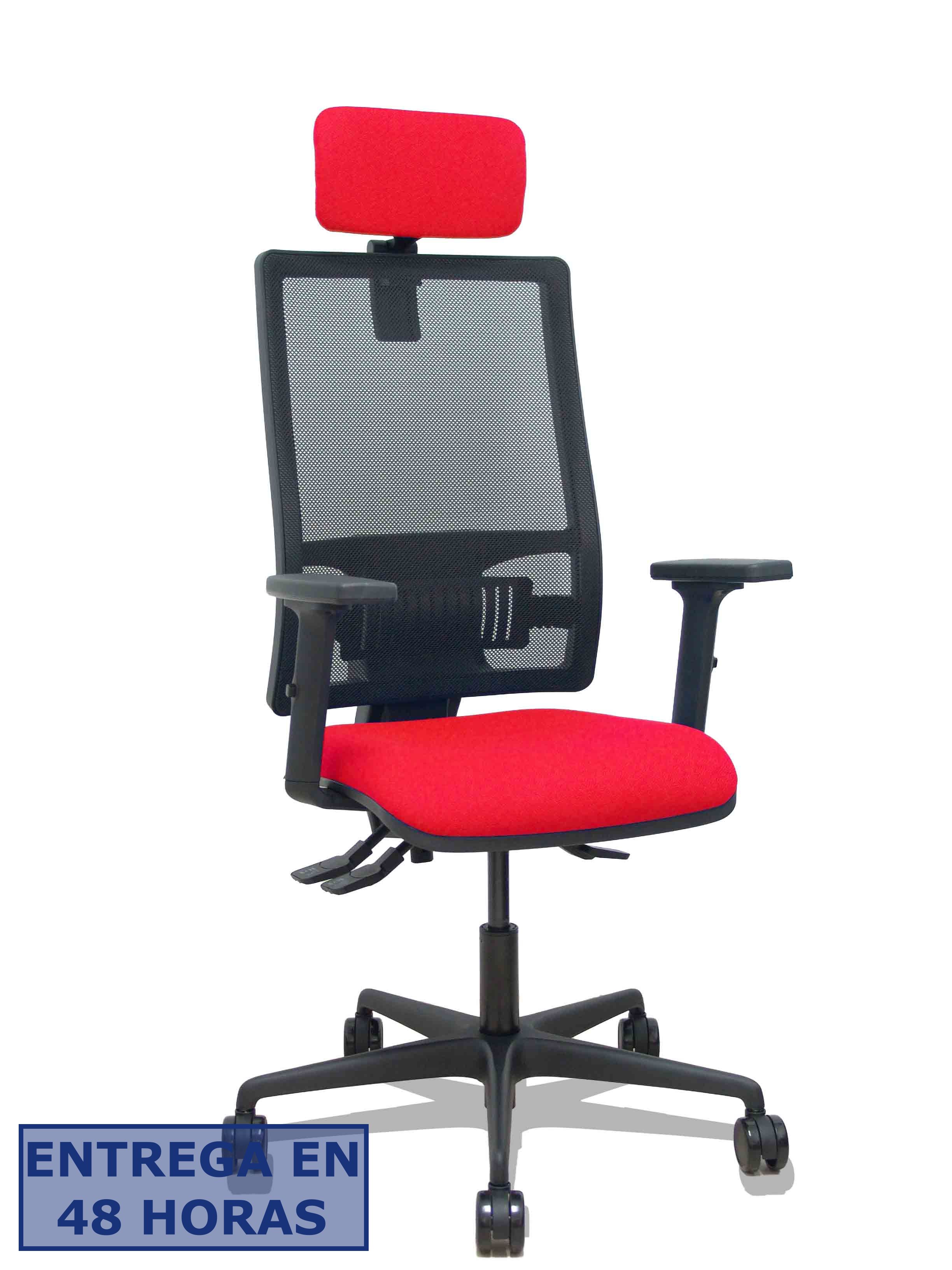 Piqueras Y Crespo Silla Bormate asincro malla negra asiento bali rojo brazos 2D ruedas 65mm cabecero…
