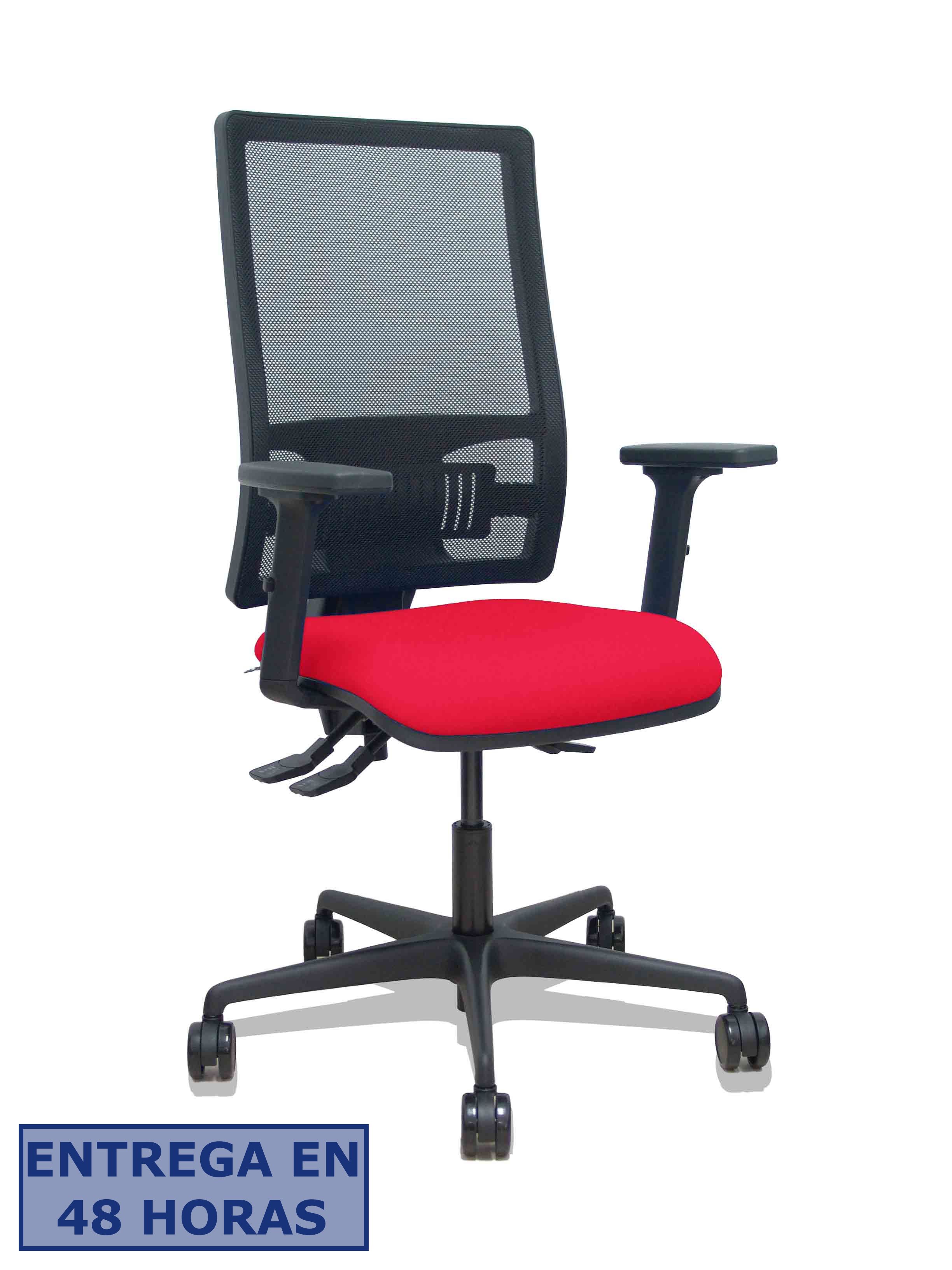 Piqueras Y Crespo Silla Bormate asincro malla negra asiento bali rojo brazos 2D ruedas 65mm