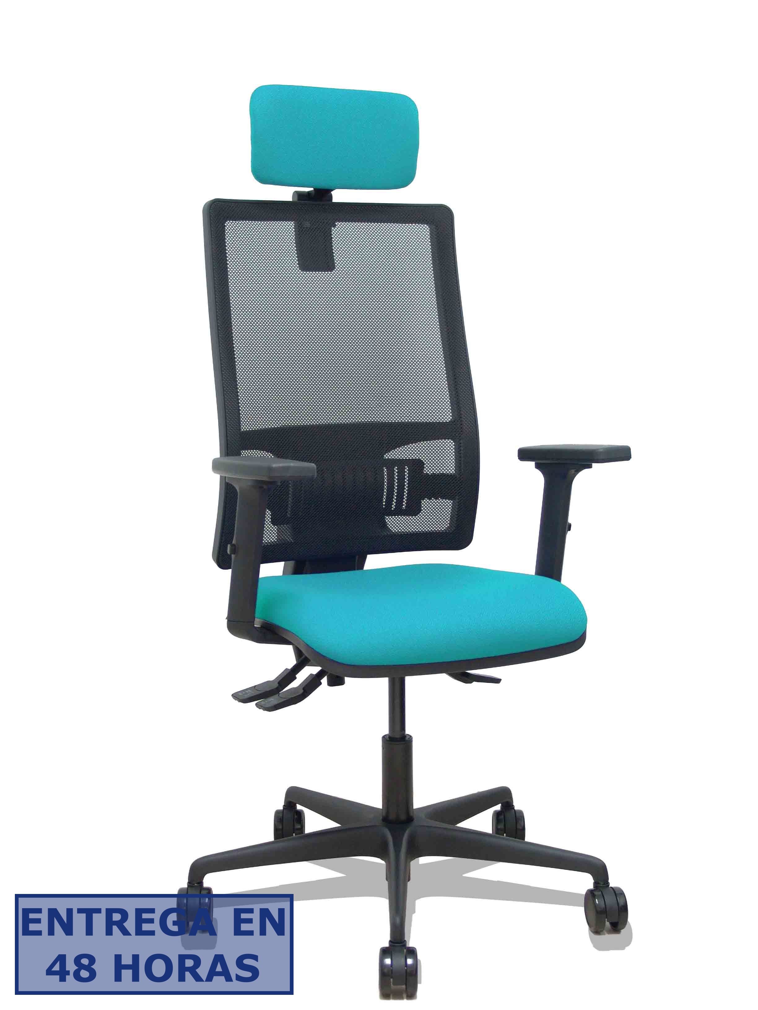 Piqueras Y Crespo Silla Bormate asincro malla negra asiento bali turquesa brazos 2D ruedas 65mm…