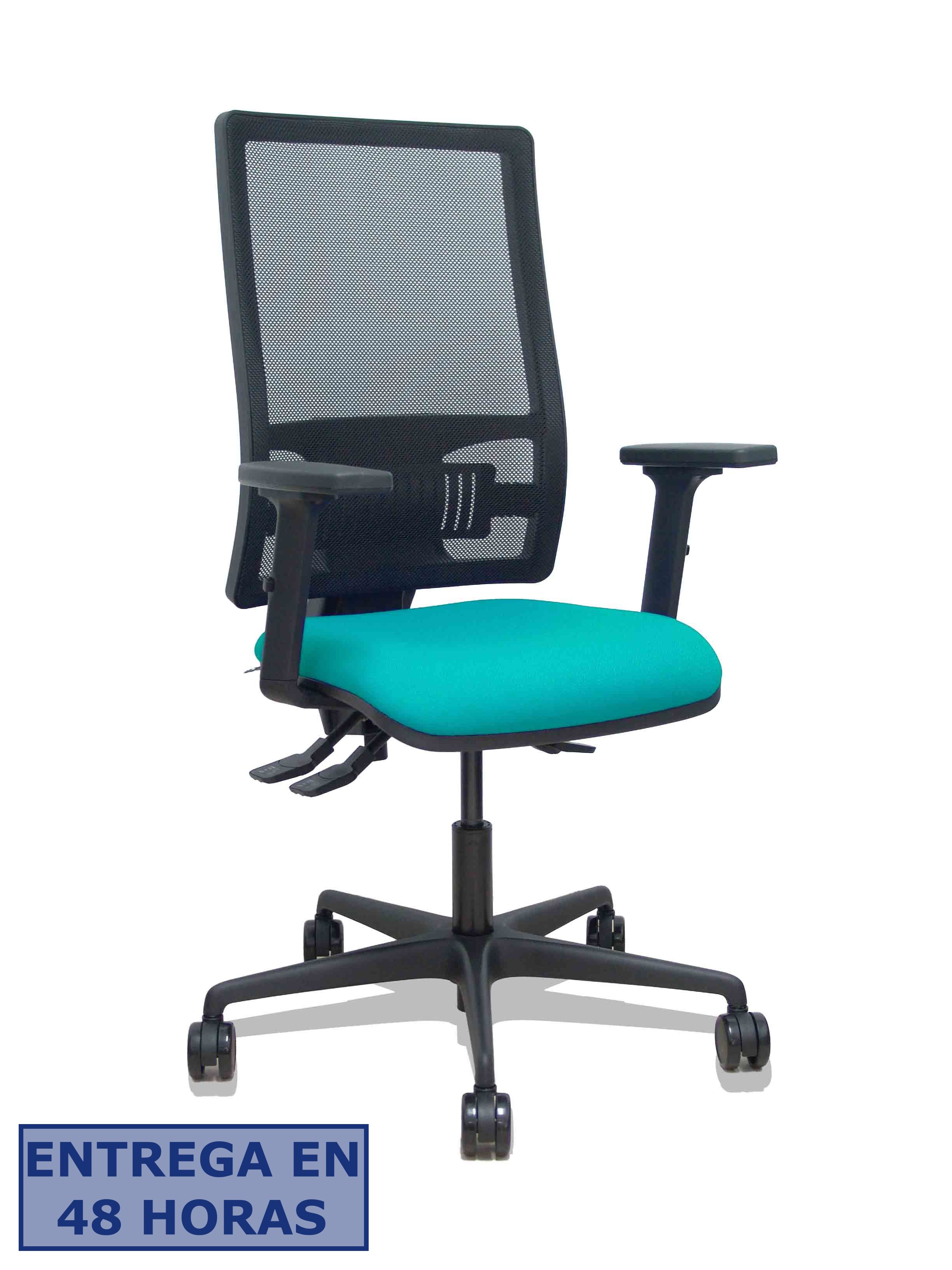 Piqueras Y Crespo Silla Bormate asincro malla negra asiento bali turquesa brazos 2D ruedas 65mm