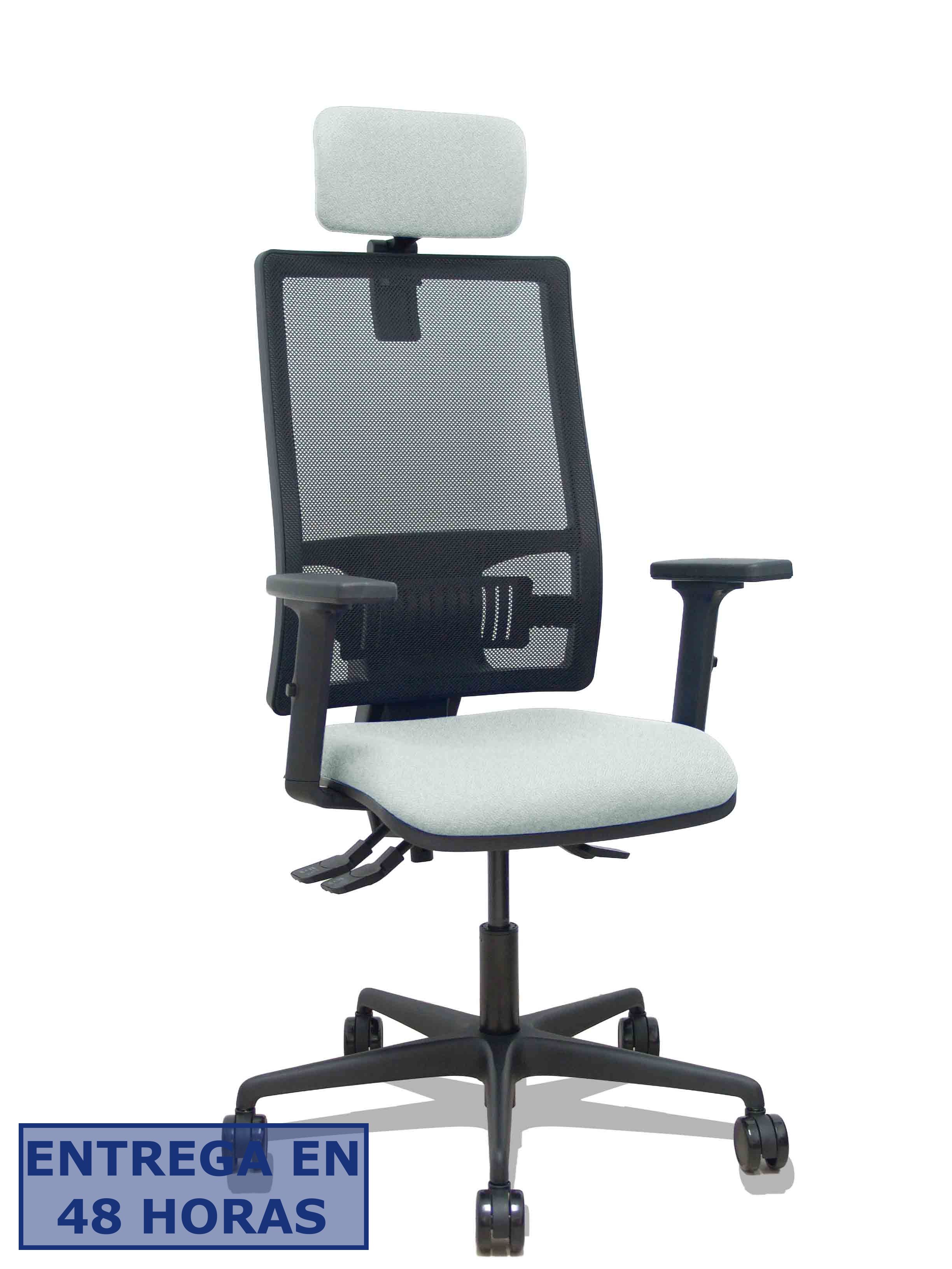 Piqueras Y Crespo Silla Bormate asincro malla negra asiento bali gris claro brazos 2D ruedas 65mm…
