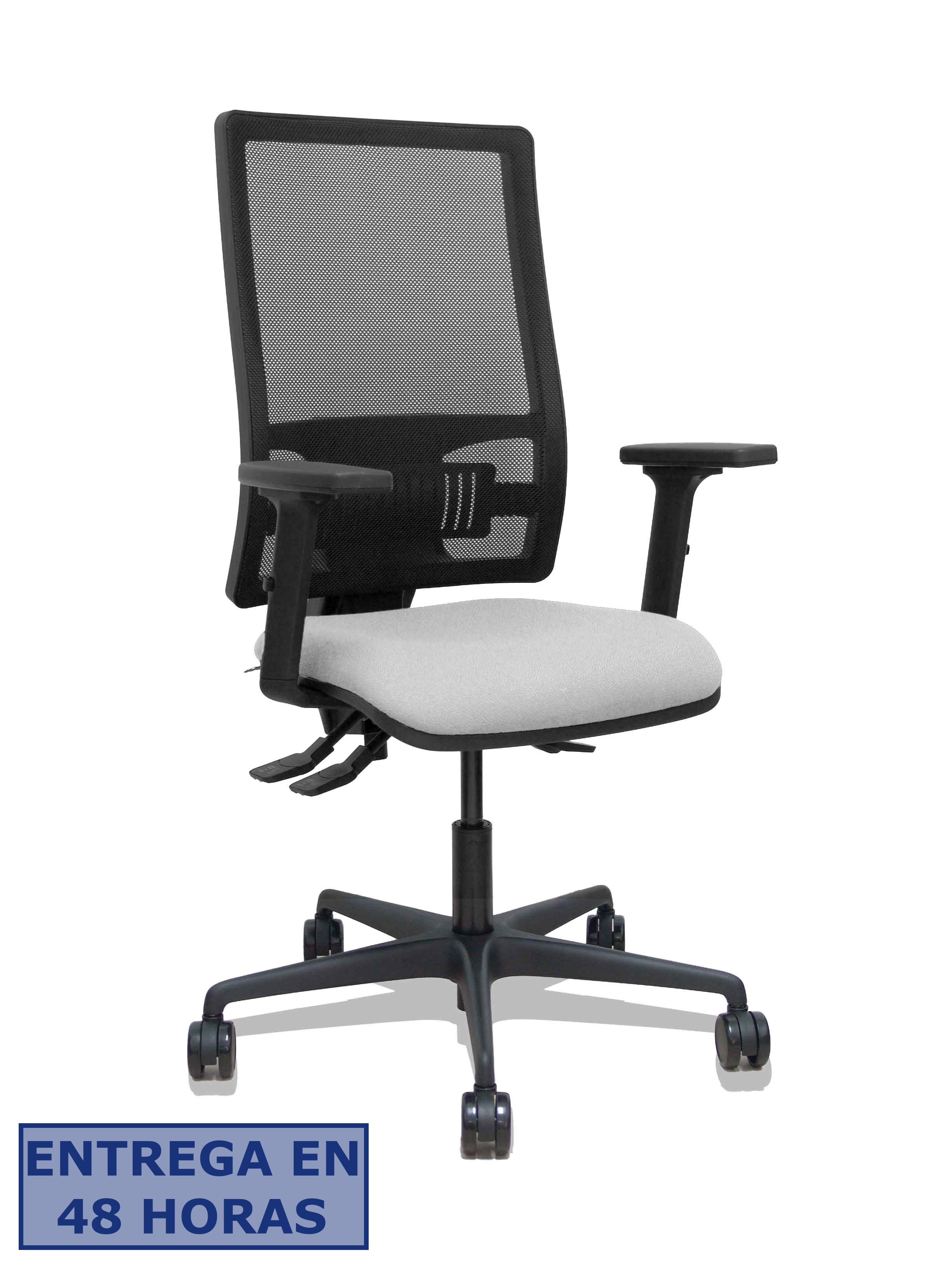 Piqueras Y Crespo Silla Bormate asincro malla negra asiento bali gris claro brazos 2D ruedas 65mm