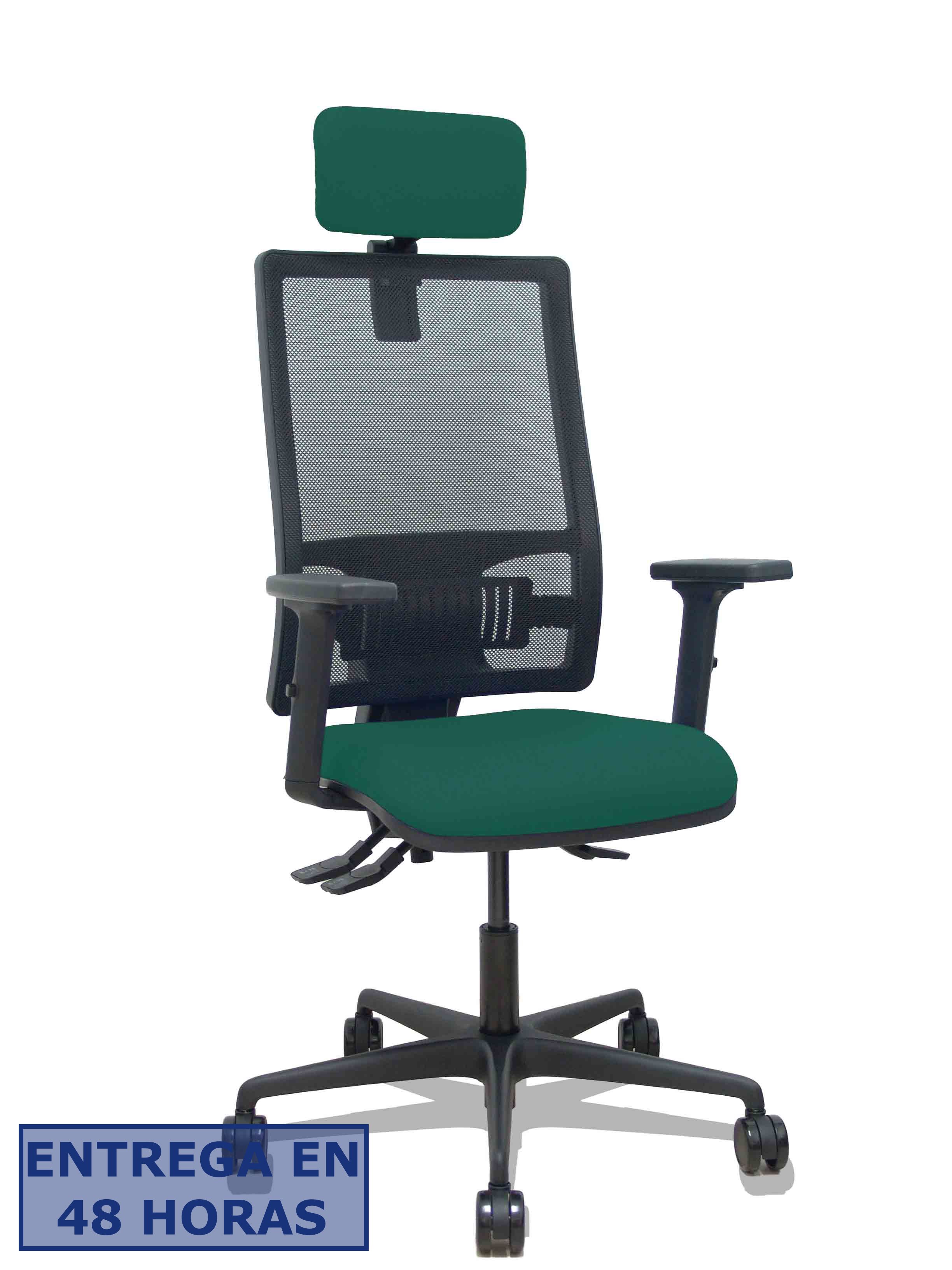 Piqueras Y Crespo Silla Bormate asincro malla negra asiento bali verde botella brazos 2D ruedas 65mm…