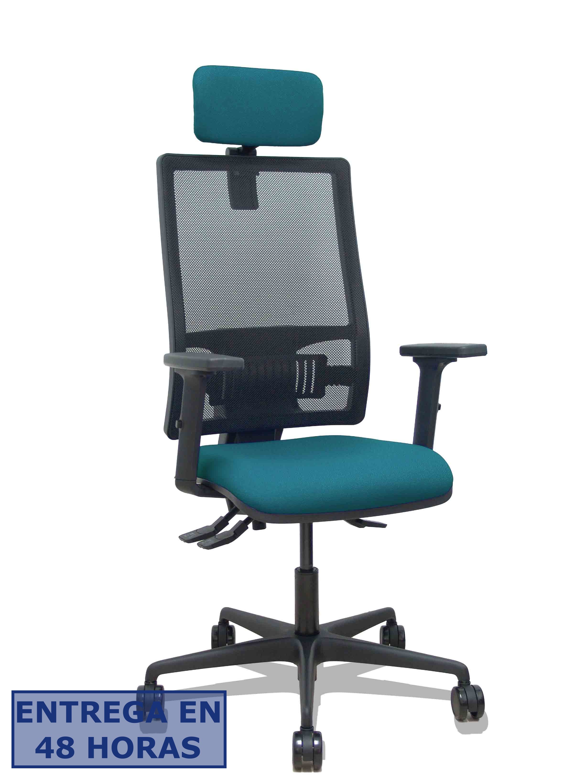 Piqueras Y Crespo Silla Bormate asincro malla negra asiento bali verde petroleo brazos 2D ruedas 65mm…
