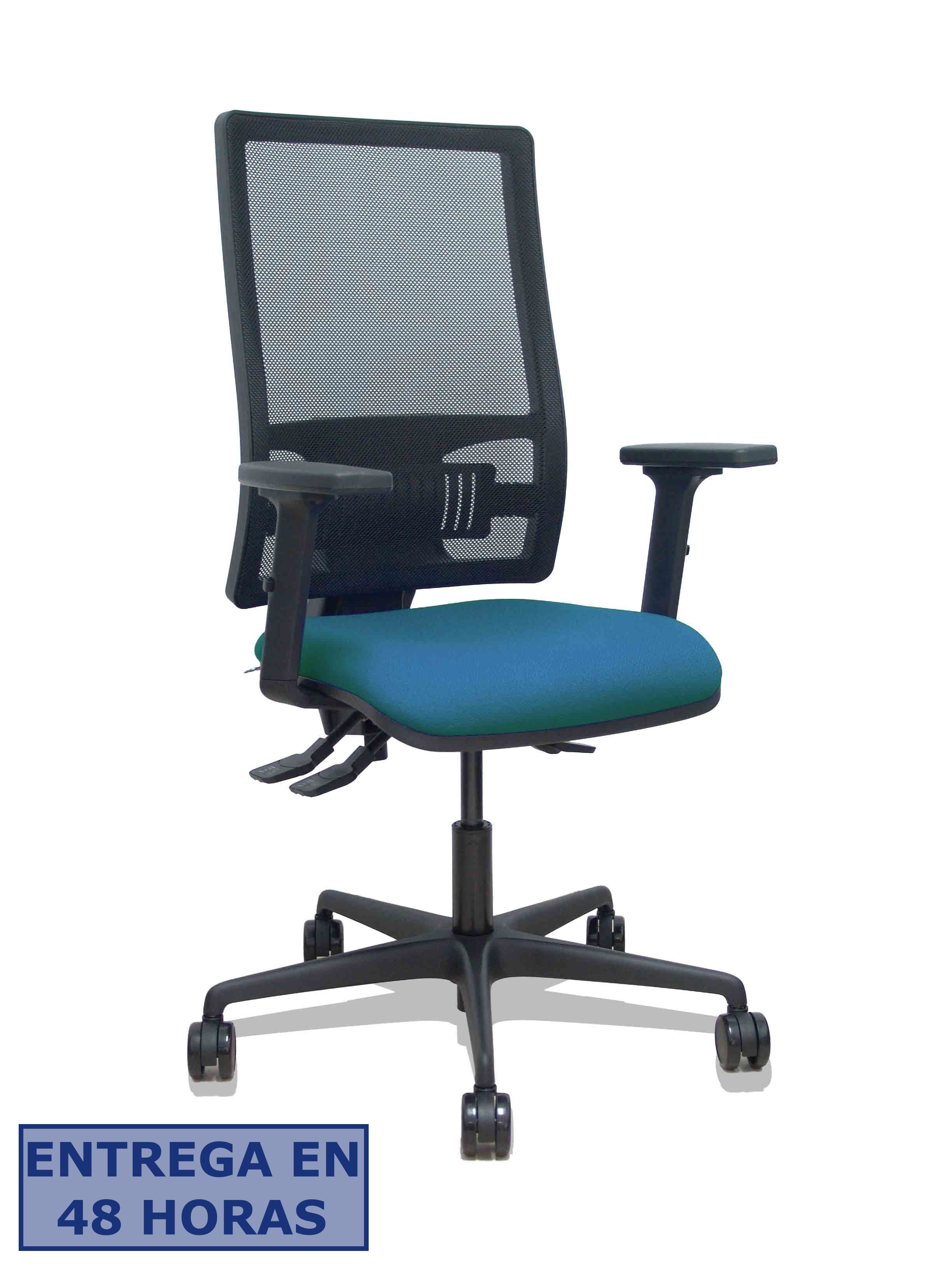 Piqueras Y Crespo Silla Bormate asincro malla negra asiento bali verde petroleo brazos 2D ruedas 65mm