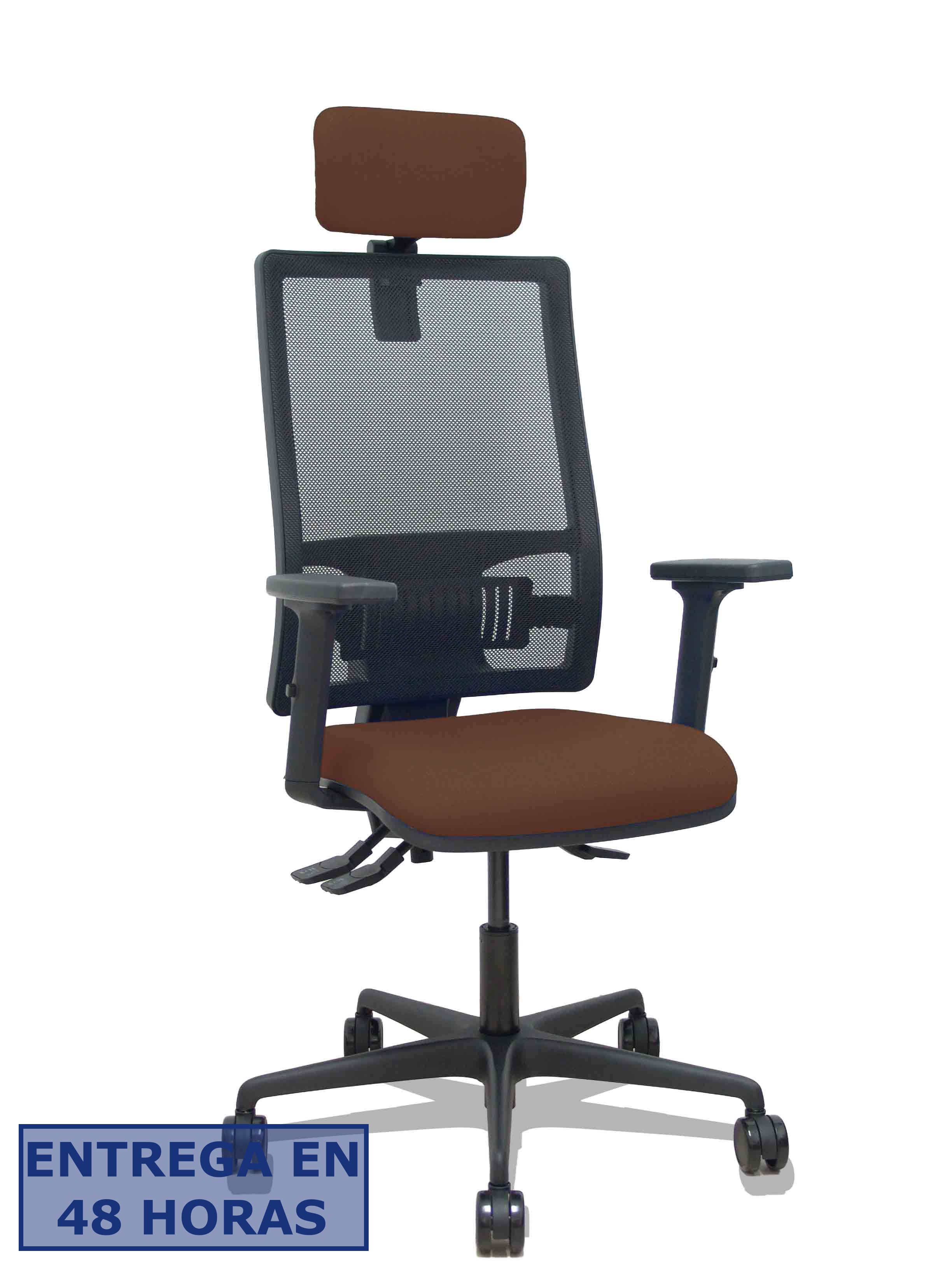 Piqueras Y Crespo Silla Bormate asincro malla negra asiento bali marron oscuro brazos 2D ruedas 65mm…