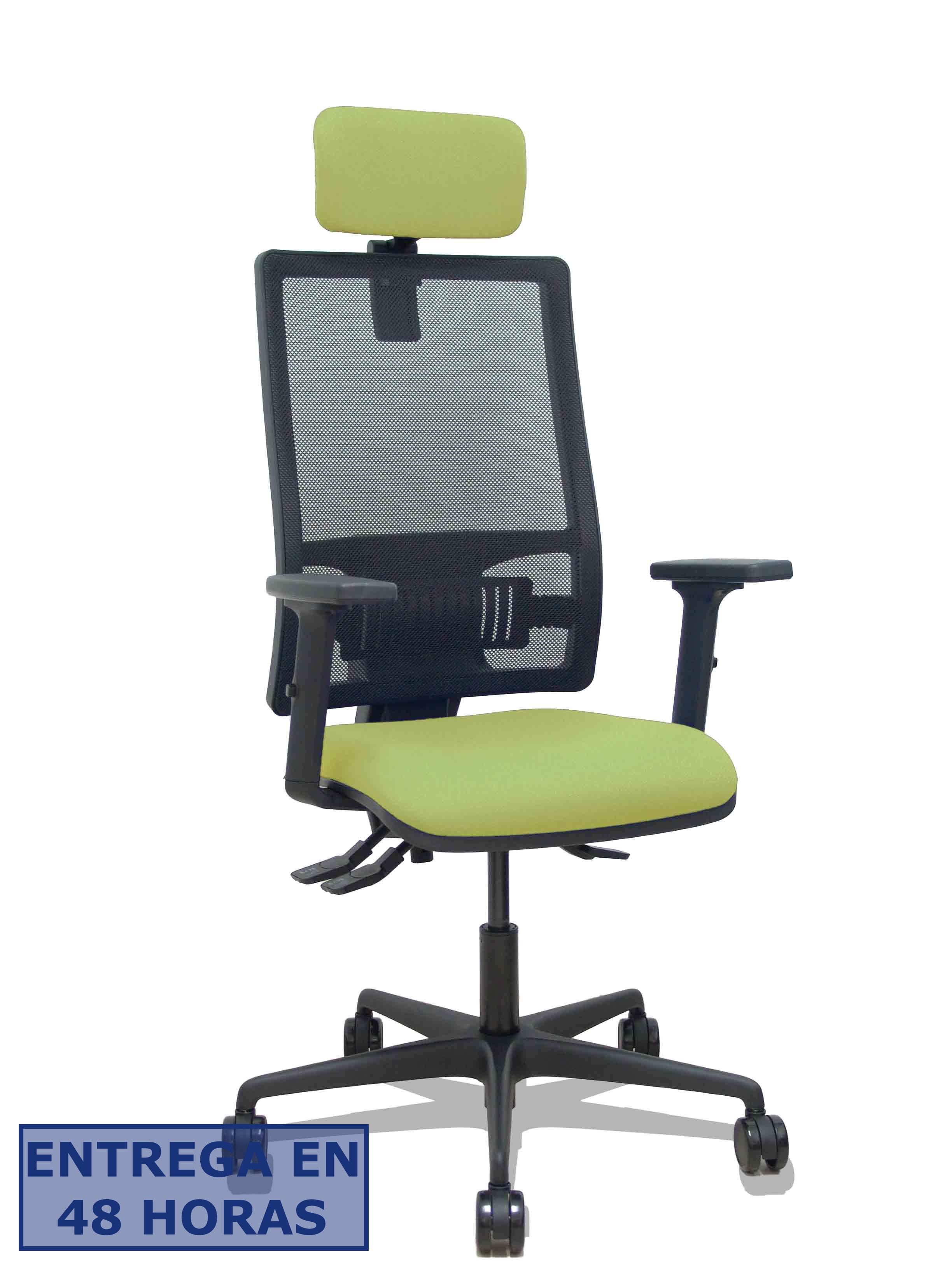 Piqueras Y Crespo Silla Bormate asincro malla negra asiento bali verde oliva brazos 2D ruedas 65mm…